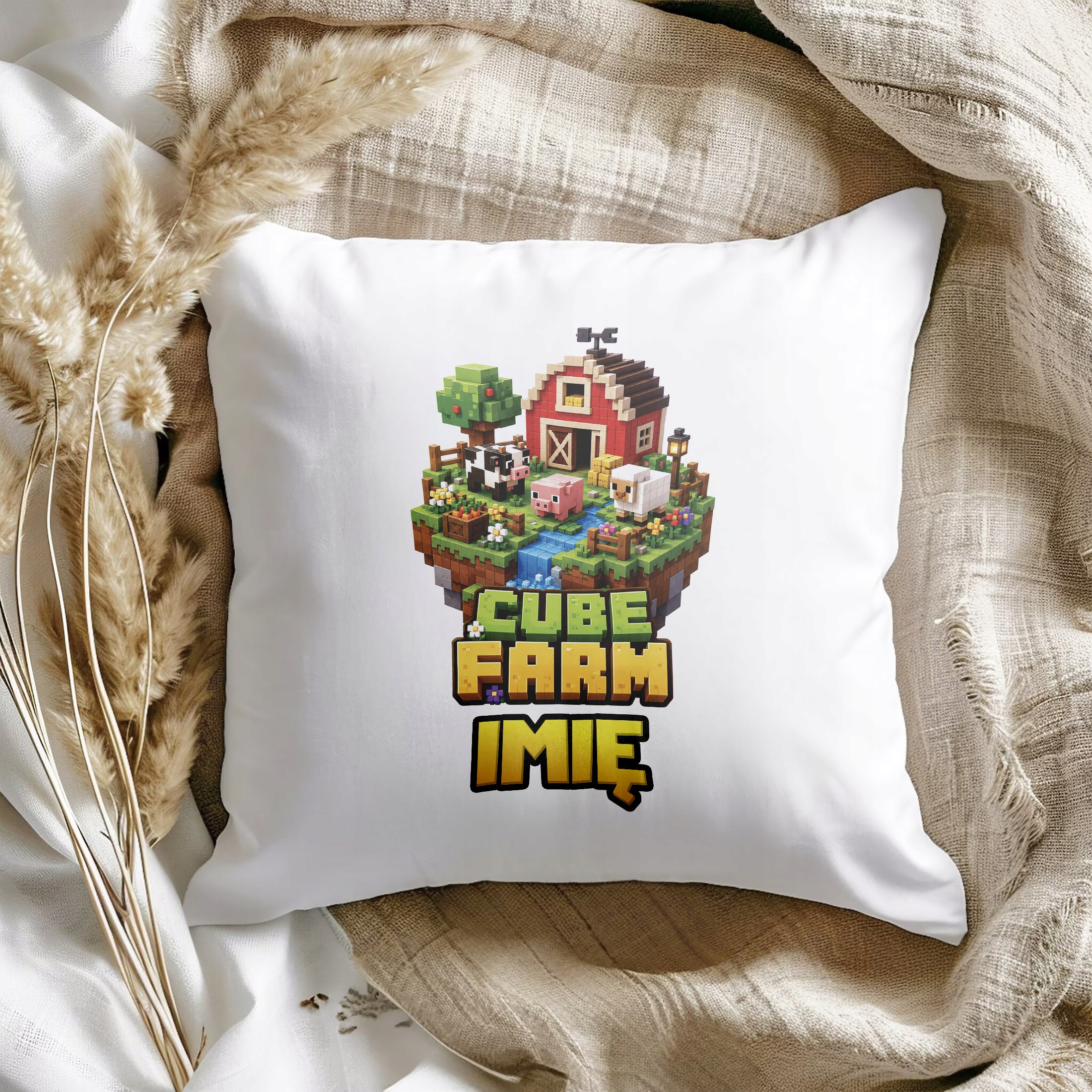 Poduszka Jasiek Personalizowana z nadrukiem 38x38cm Gra Pixel Prezent