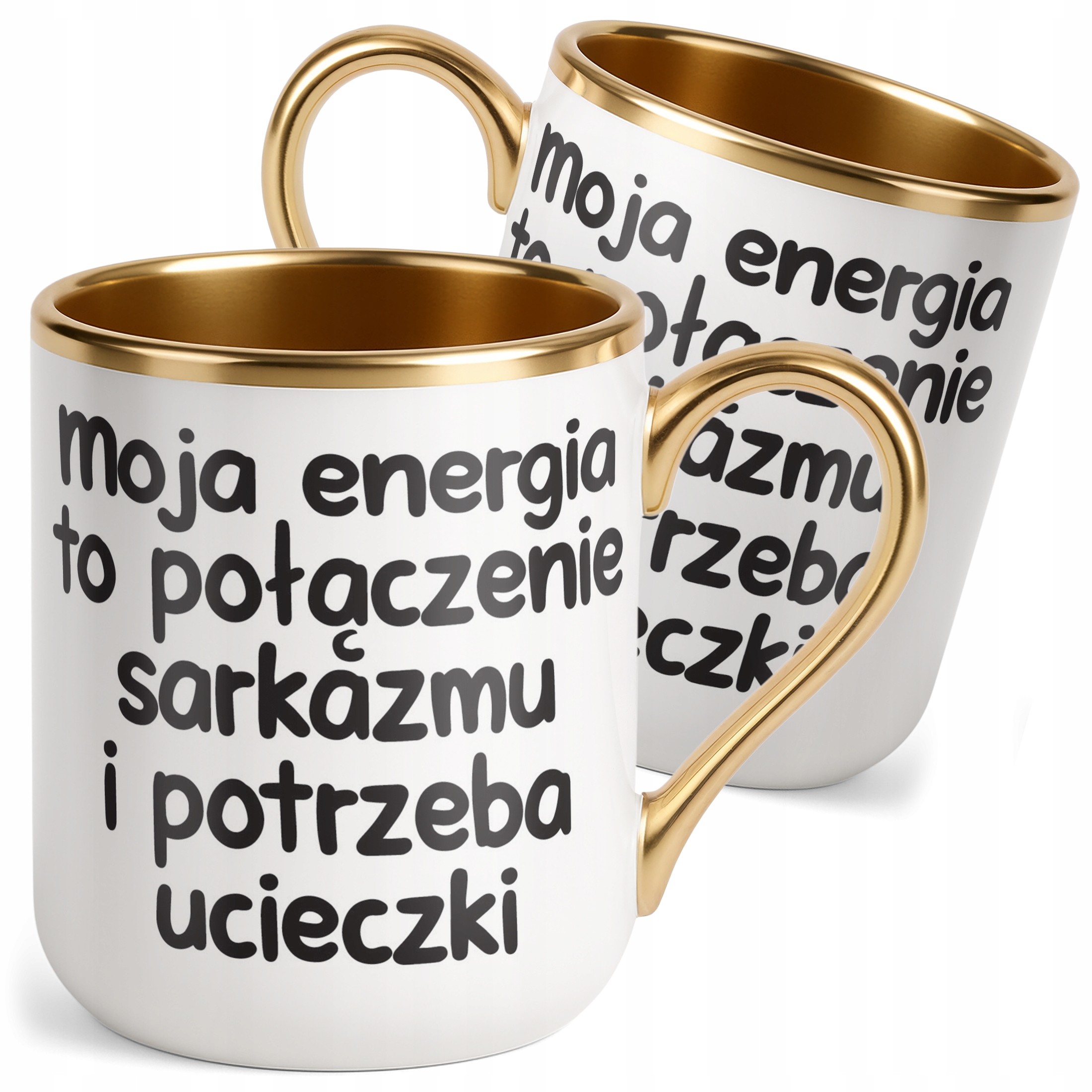 Kubek Premium Złoty Moja Energia To Połączenie Śmieszny Zabawny Prezent
