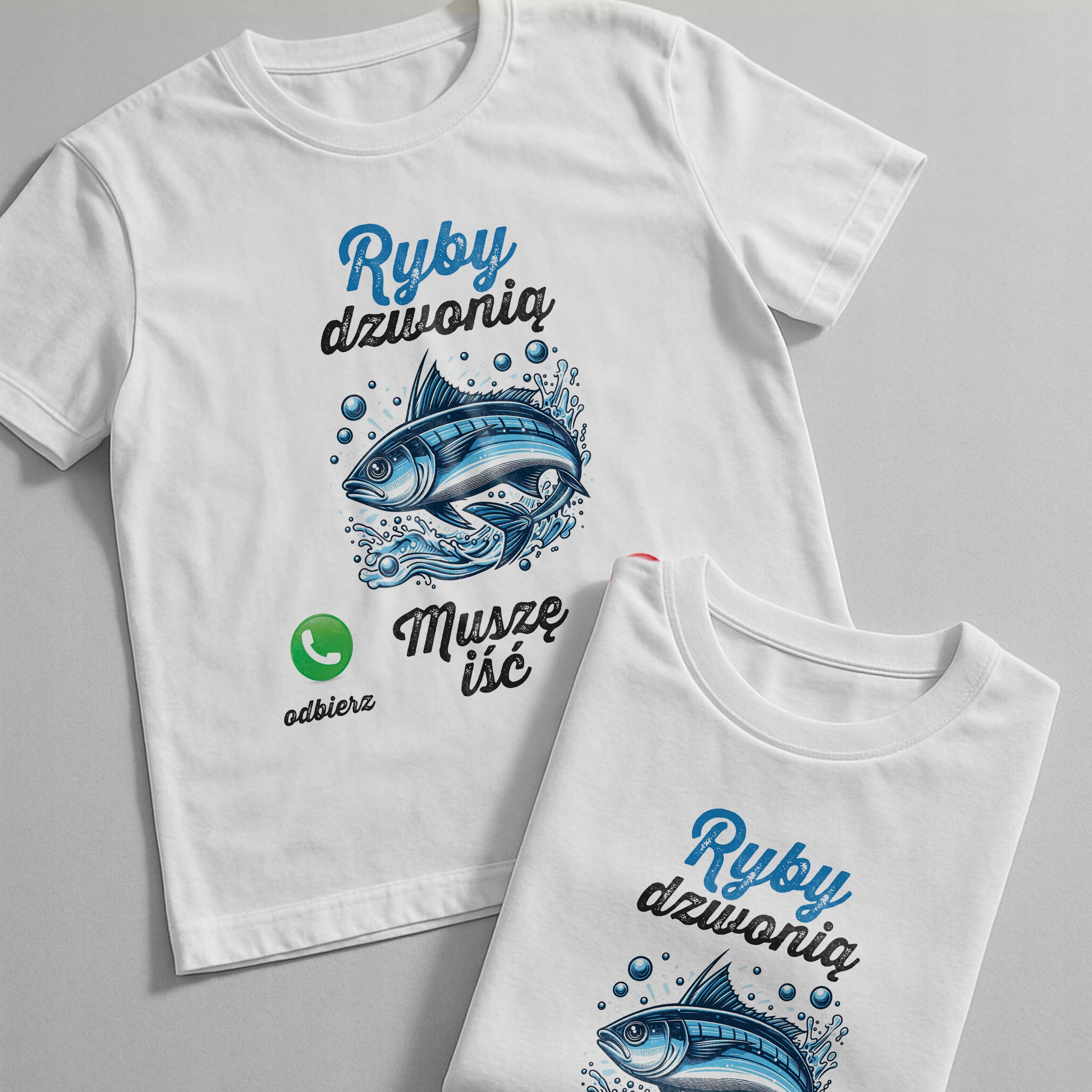 Koszulka biała męska Ryby Dzwonią Wędkarz Zabawny Prezent r. 3XL