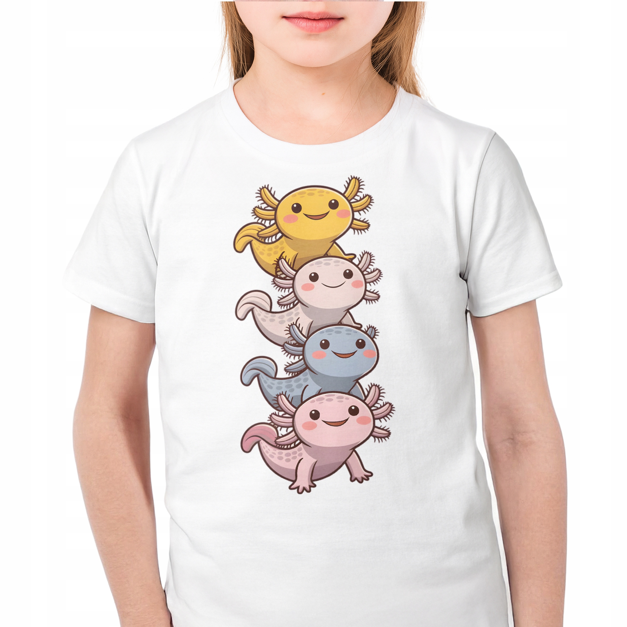 Koszulka biała dzieci Aksolotl Axolotl Mine craft Różowy HIT