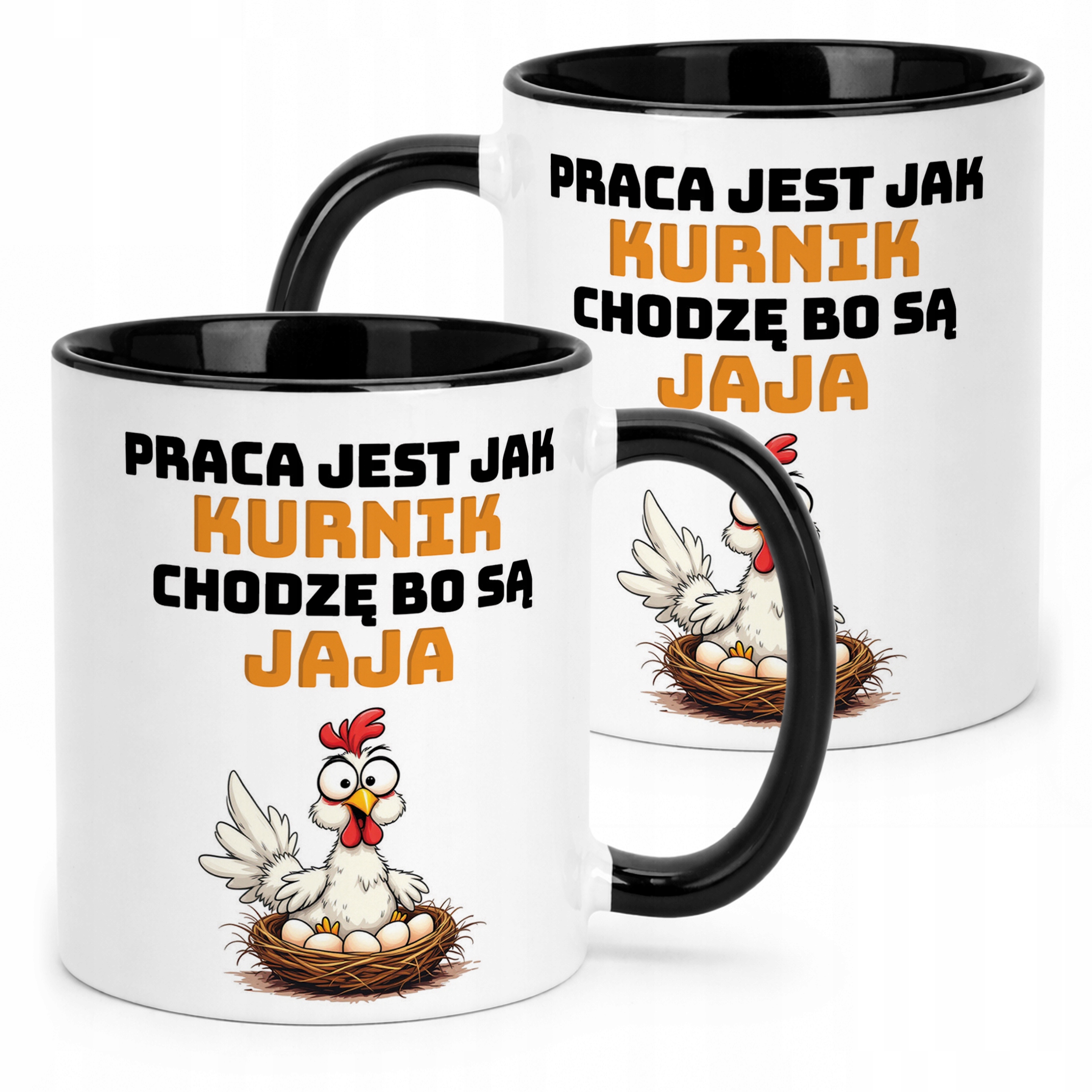Kubek Czarny Praca Jest Jak Kurnik Zabawny Prezent Praca