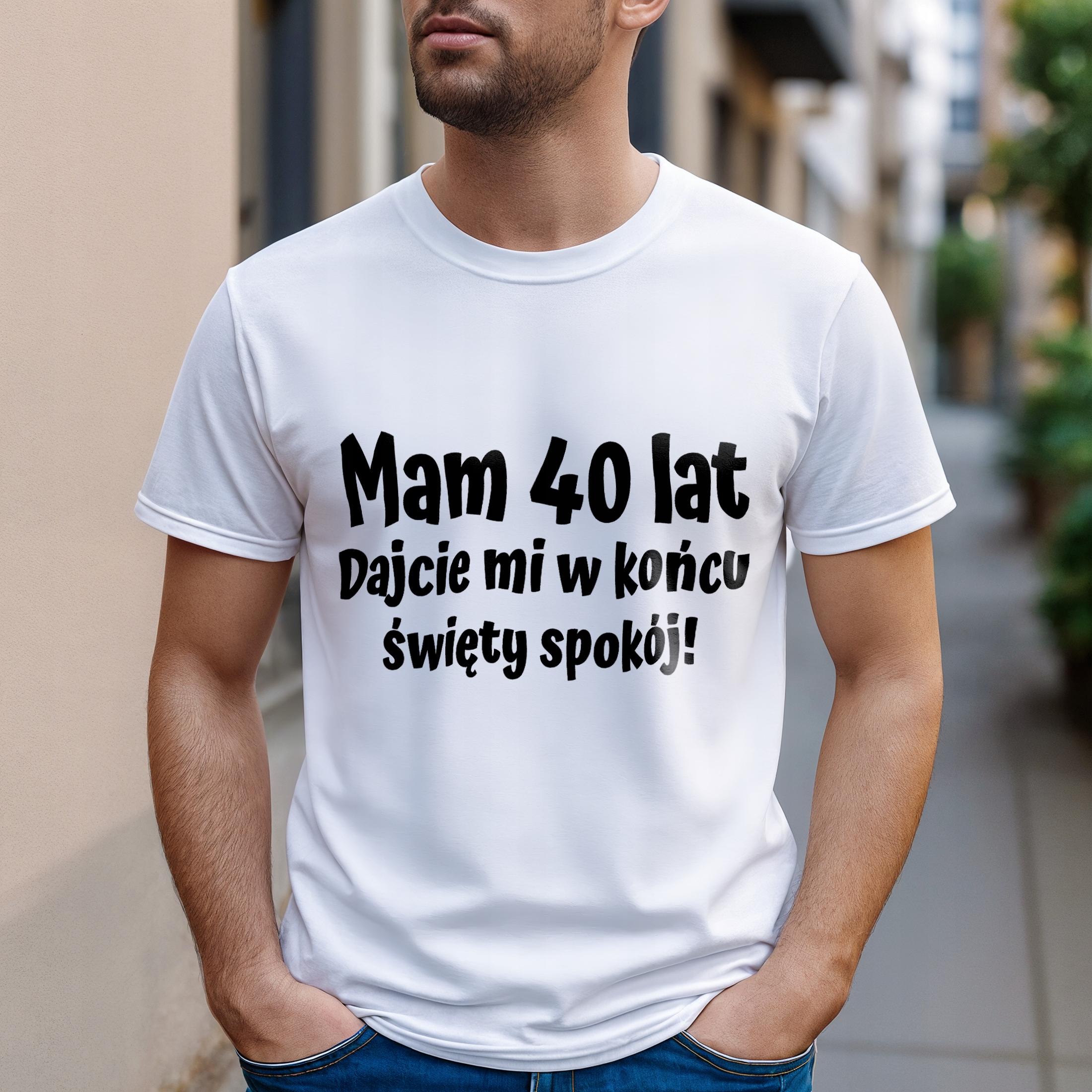 Koszulka biała męska Mam 40 Urodziny Prezent Upominek