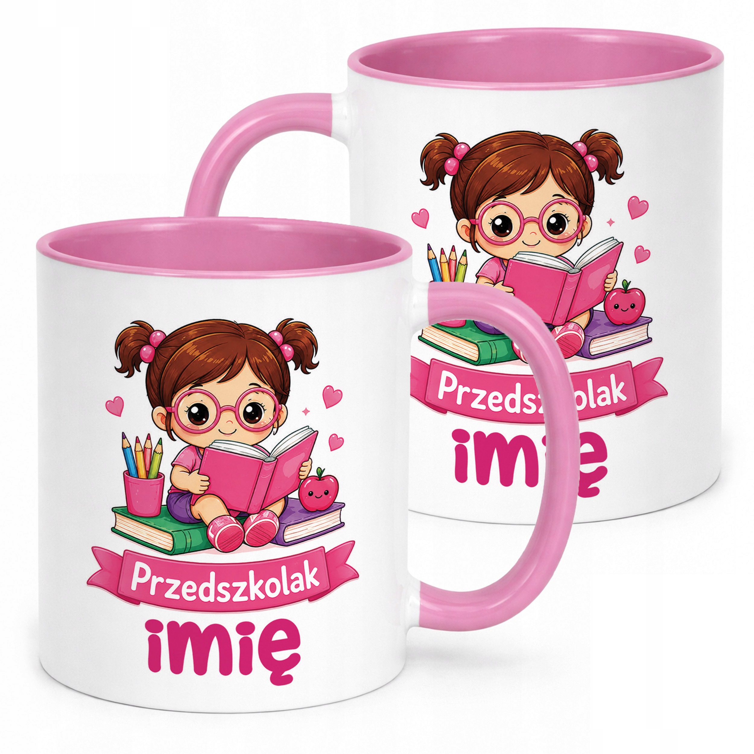 Kubek Różowy z nadrukiem personalizowany Przedszkolak Szkoła Dla Dzieci