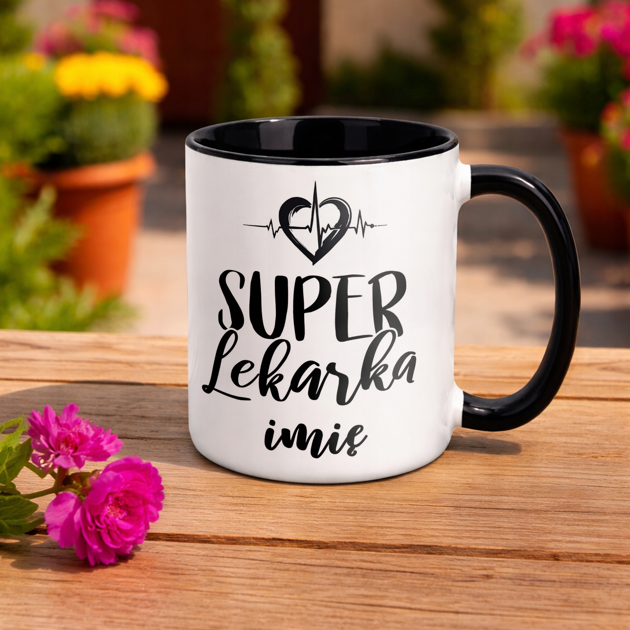 Kubek Czarny Personalizowany Super Lekarka Prezent Upominek