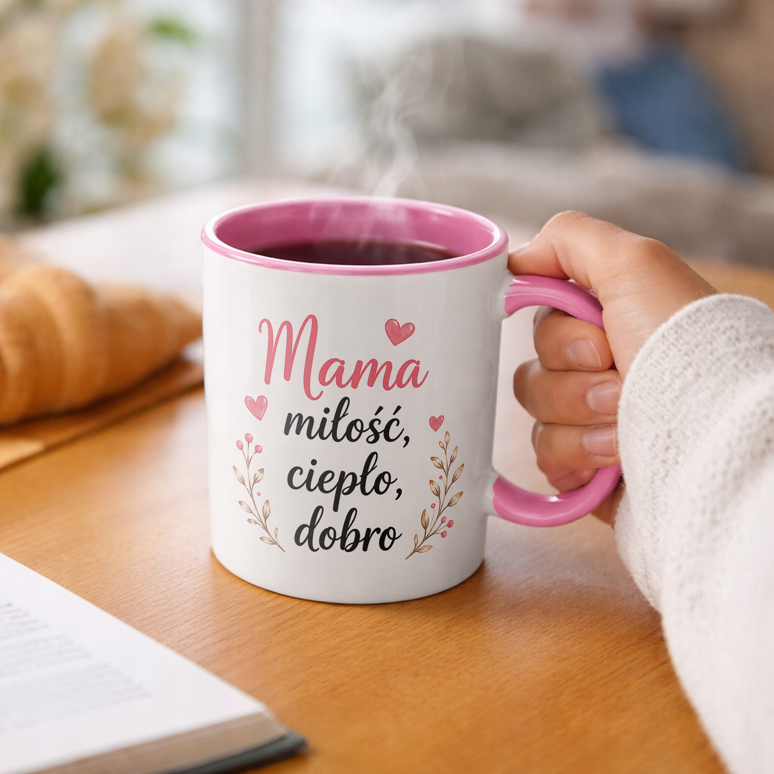Kubek różowy prezent dla mamy na Dzień Matki oryginalny prezent dla mamy