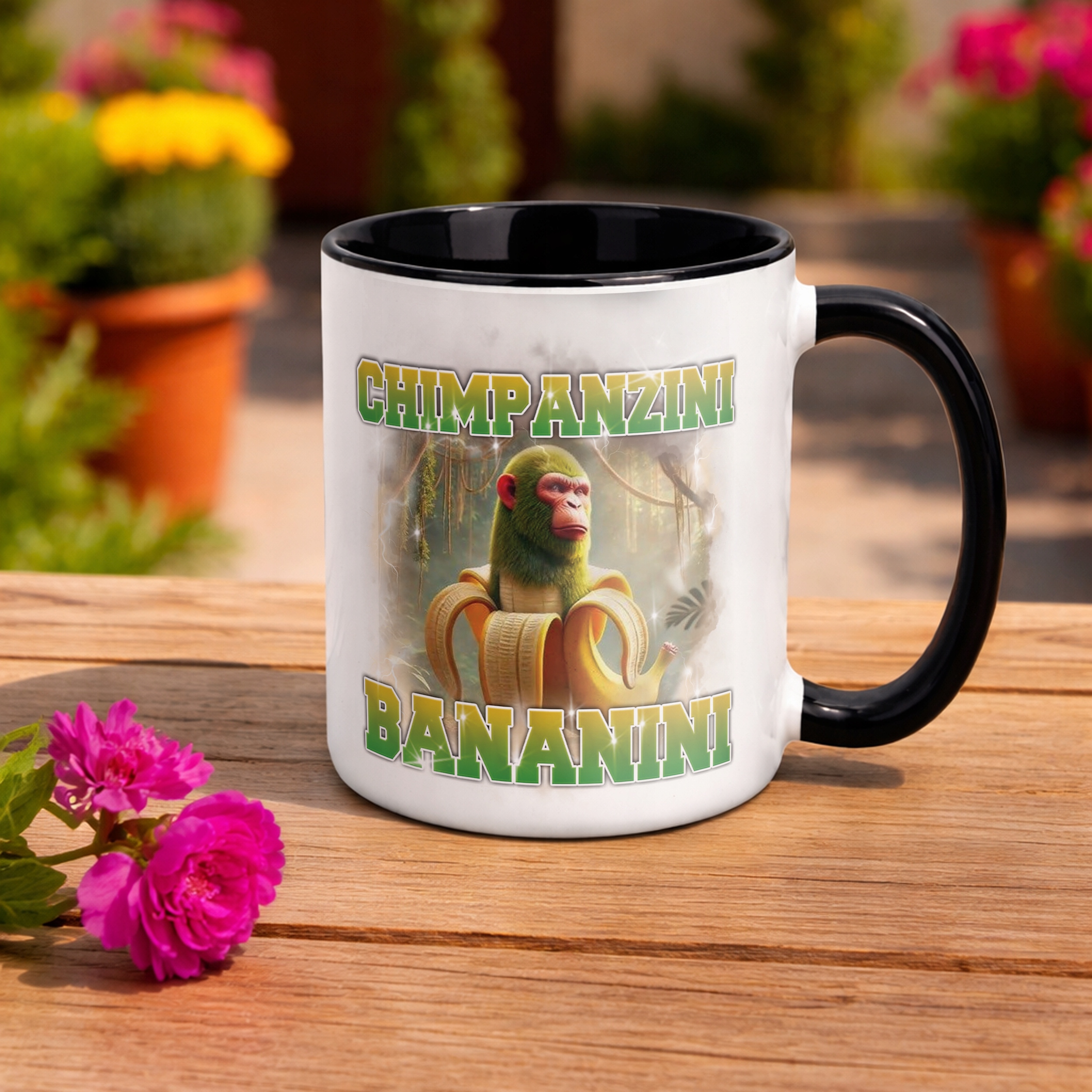 Kubek Czarny BRAINROT Chimpanzini Bananini Memy Zabawny TikTok Viral