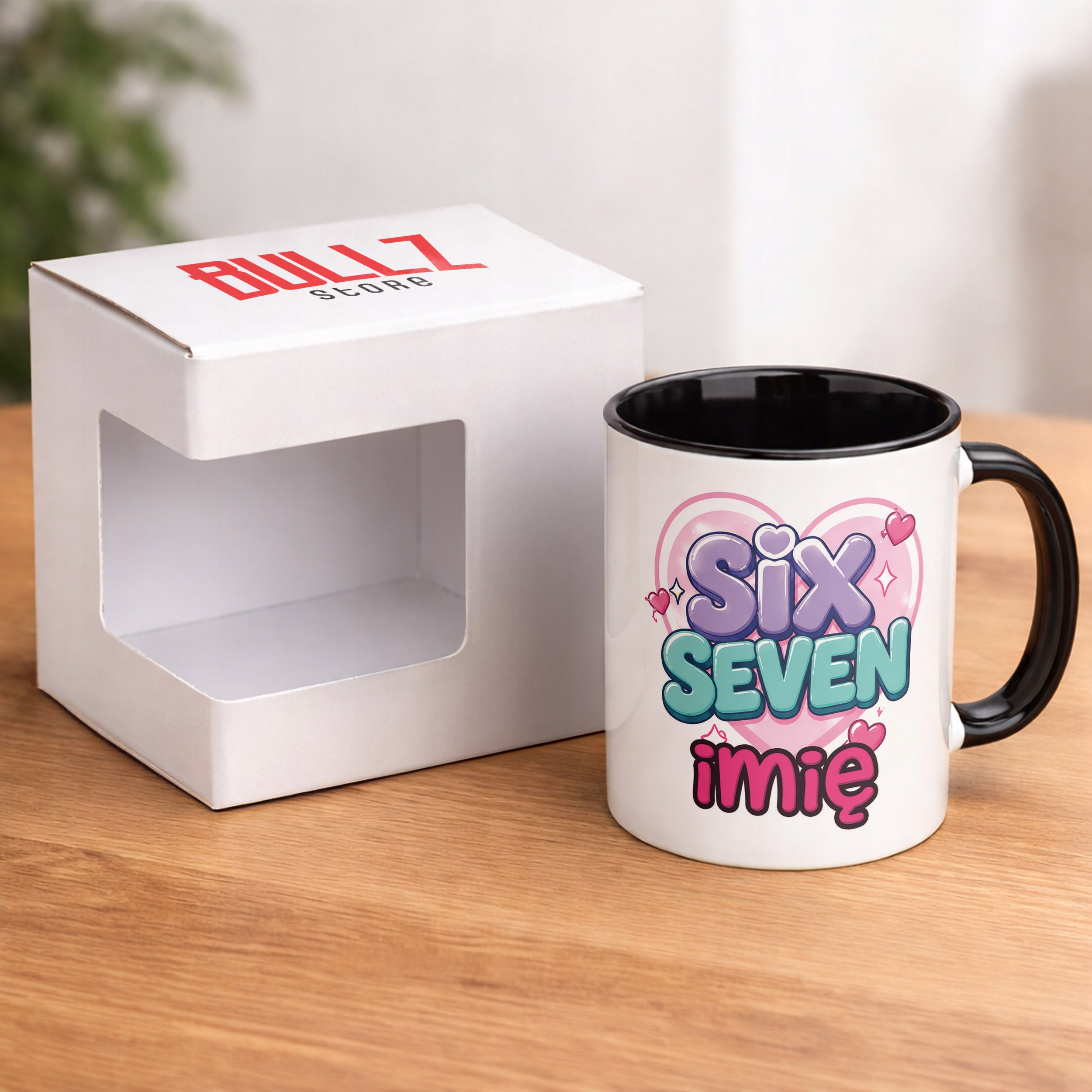 Zestaw Personalizowany Plecak Worek Kubek Czarny 67 Six Seven Prezent