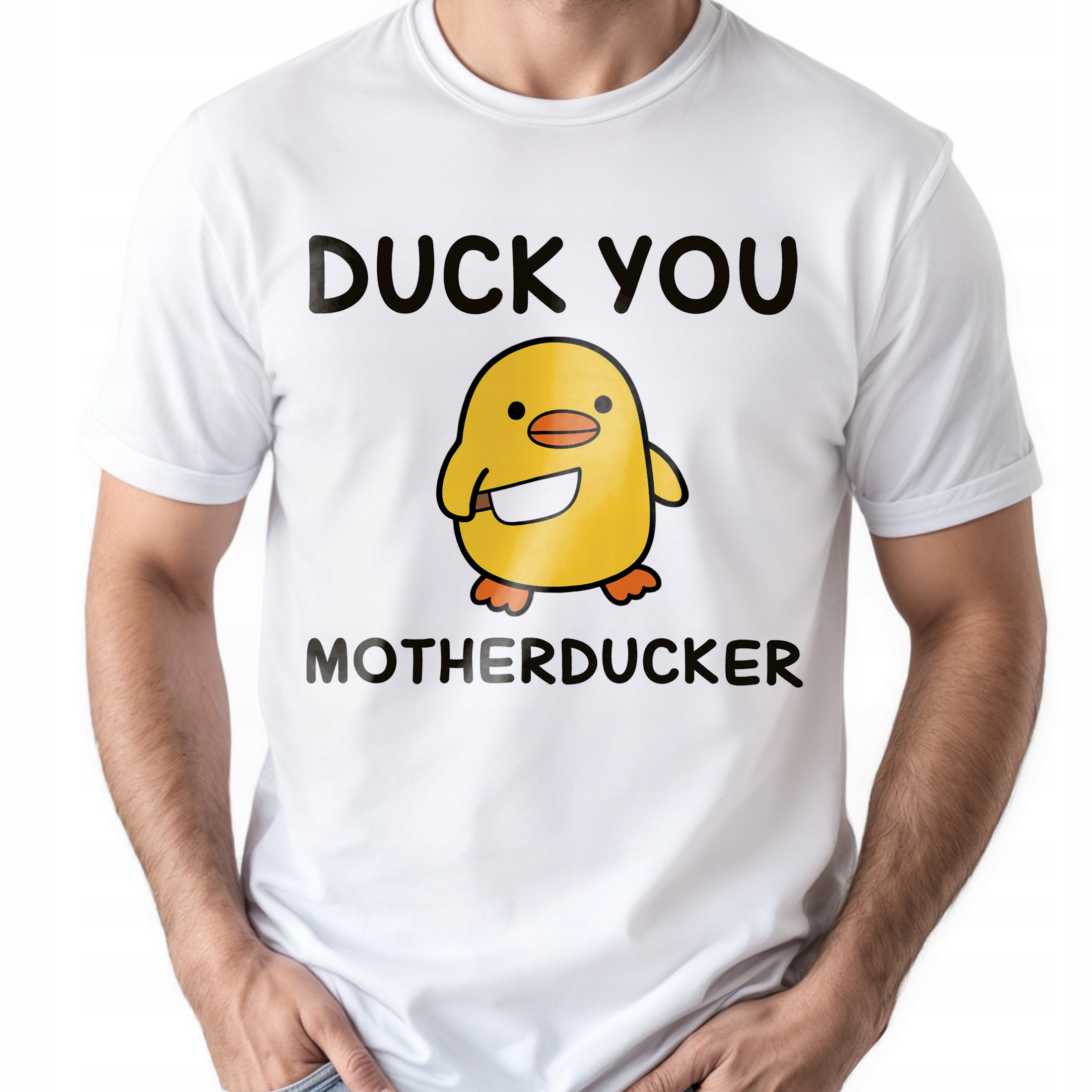 Koszulka biała męska Duck You Zabawny Prezent