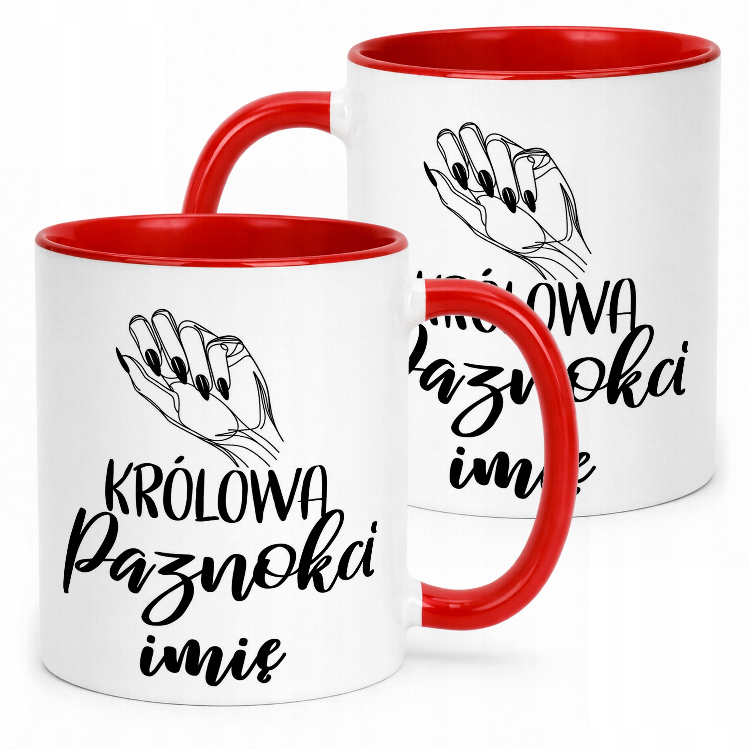 Kubek Czerwony Personalizowany Królowa Paznokci Dla Stylistki Prezent