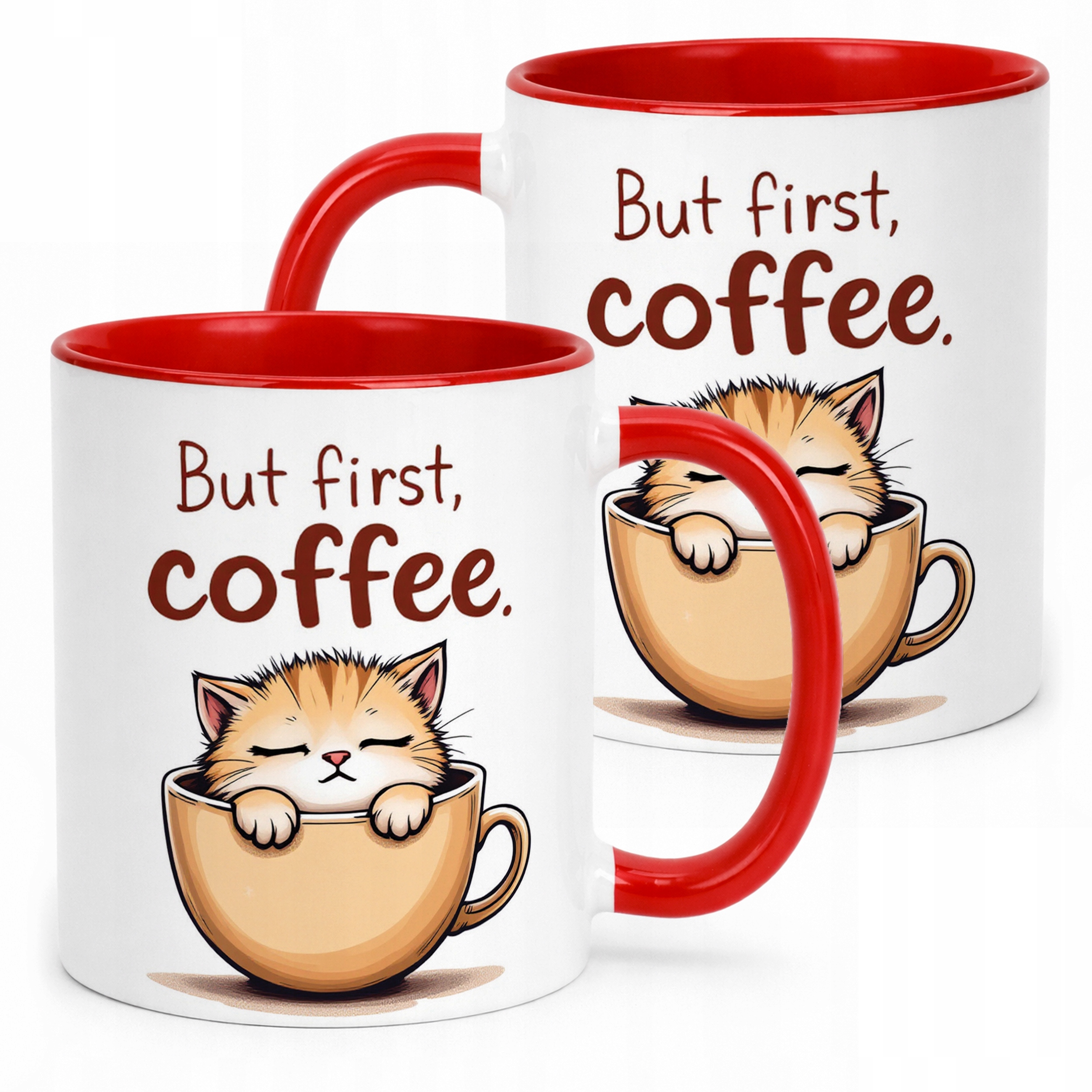 Kubek ceramiczny But First Coffee Kawa Kot Dla Kociary Prezent