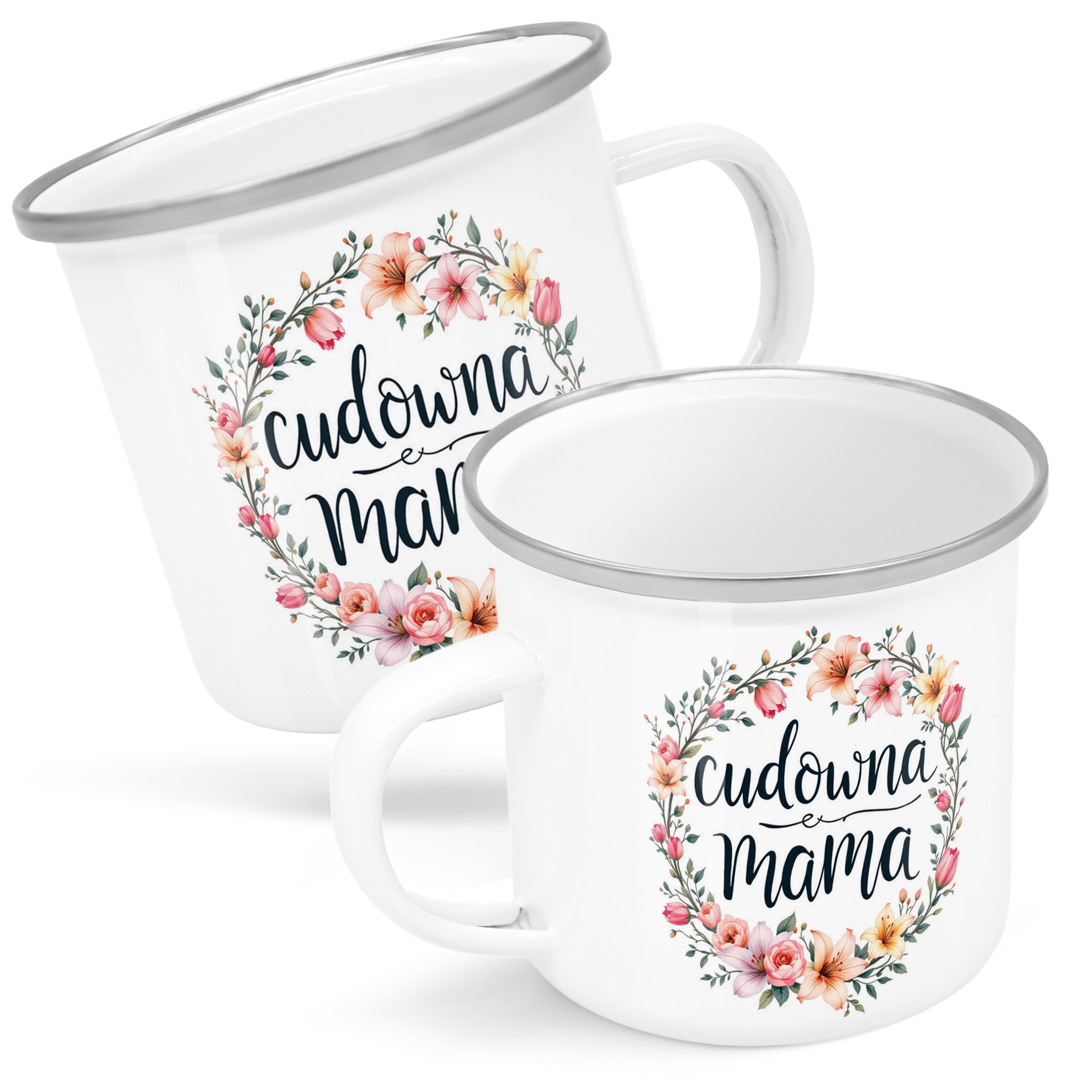 Emaliowany Kubek Garnuszek Dzień Matki Dla Mamy Prezent Cudowna Mama