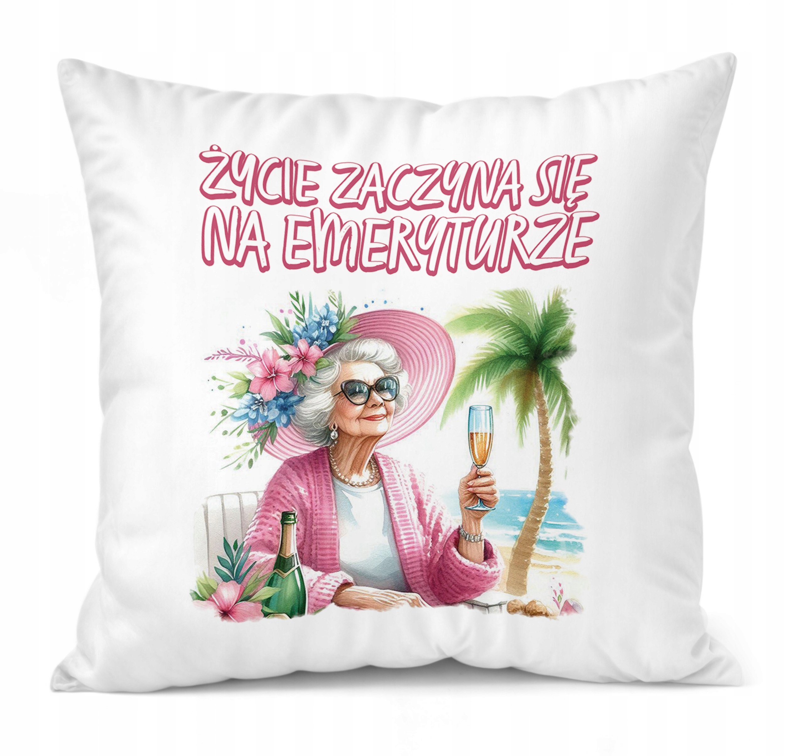 Zestaw Kubek + Poduszka 38×38 cm Emerytura Dla Emerytki Z Okazji Emerytury