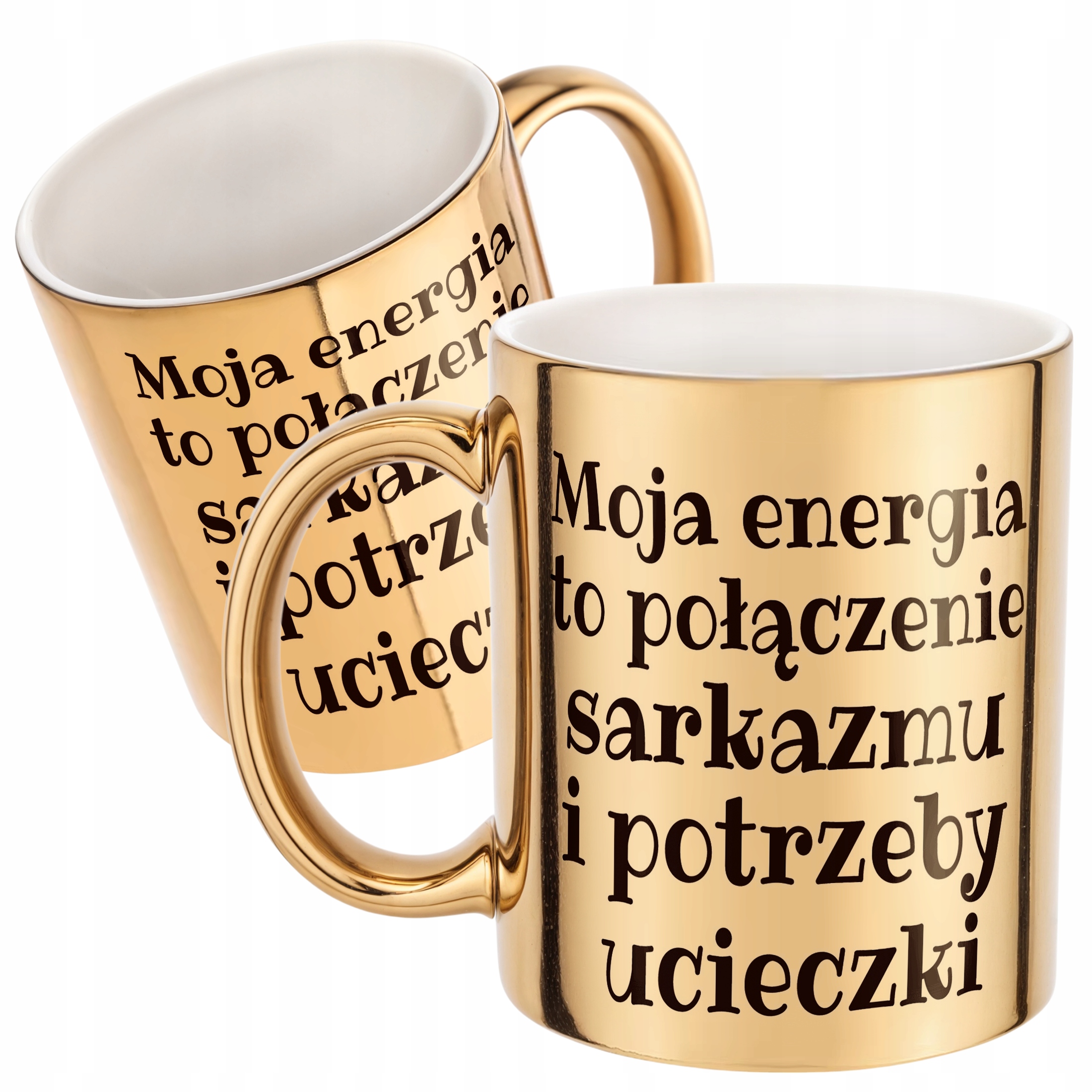 Złoty Kubek Moja Energia To Połączenie Śmieszny Zabawny Prezent