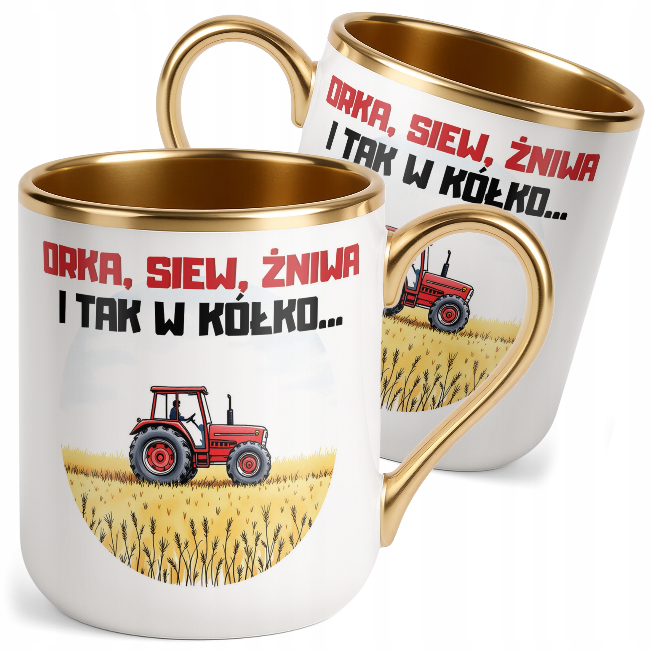 Kubek Premium Złoty Rolnik Dla Rolnika Traktor Zabawny Prezent
