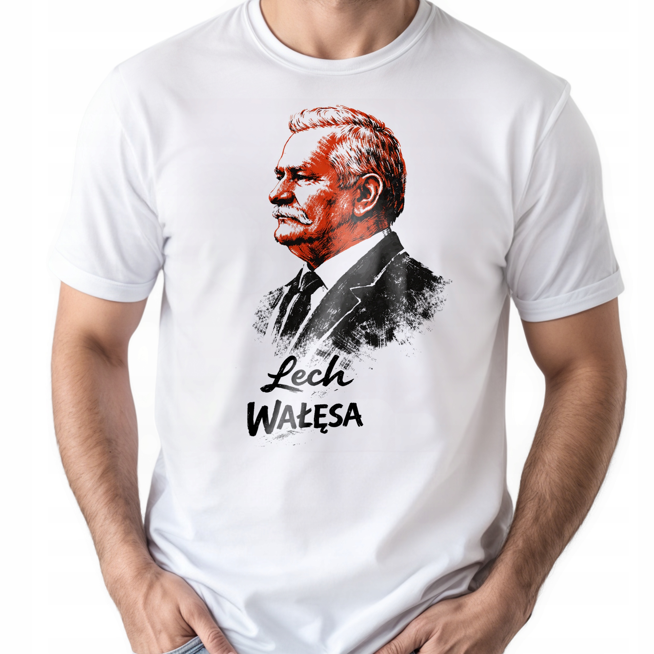 Koszulka biała męska Lech Wałęsa Solidarność Noblista Prezydent r. 3XL