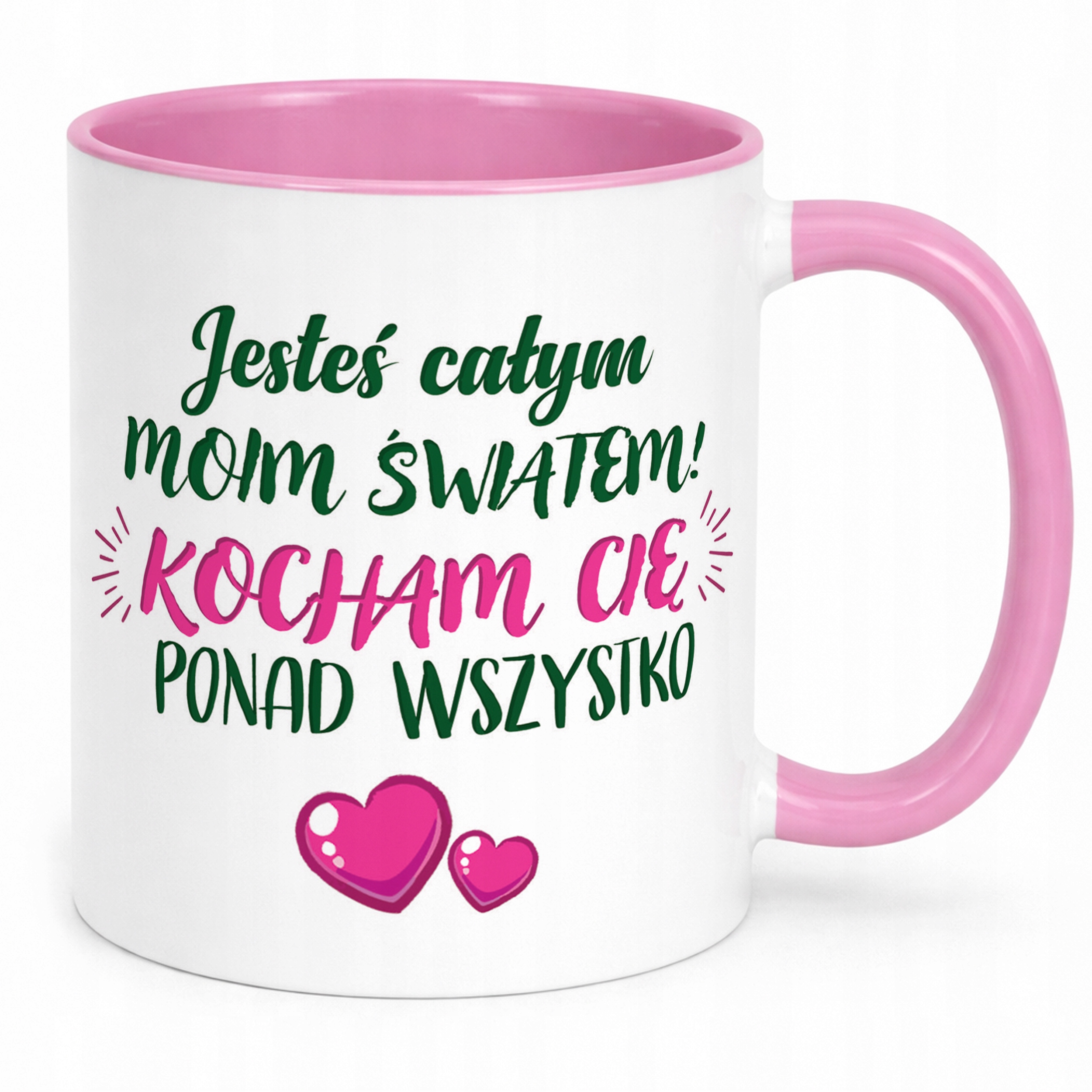 Kubek Różowy Personalizowany Serce Walentynki Prezent Upominek