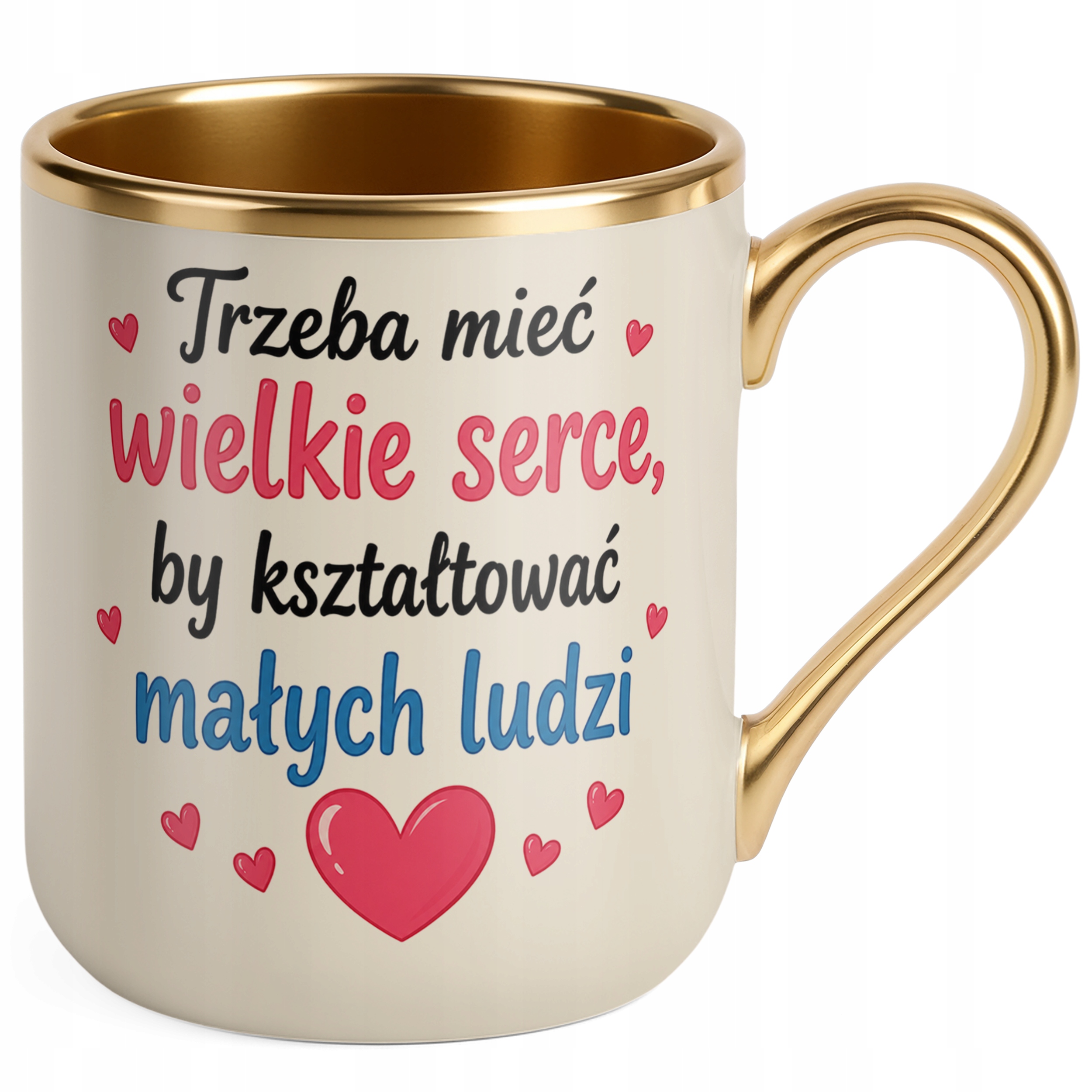 Kubek Premium Złoty Ecru Dzień Nauczyciela Prezent Upominek Szkoła