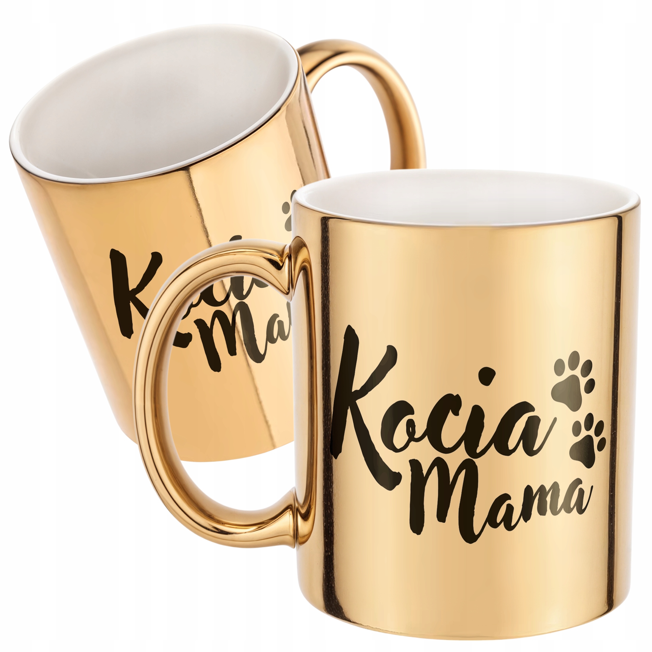 Złoty kubek ceramiczny Kocia Mama Dla Kociary Prezent Upominek