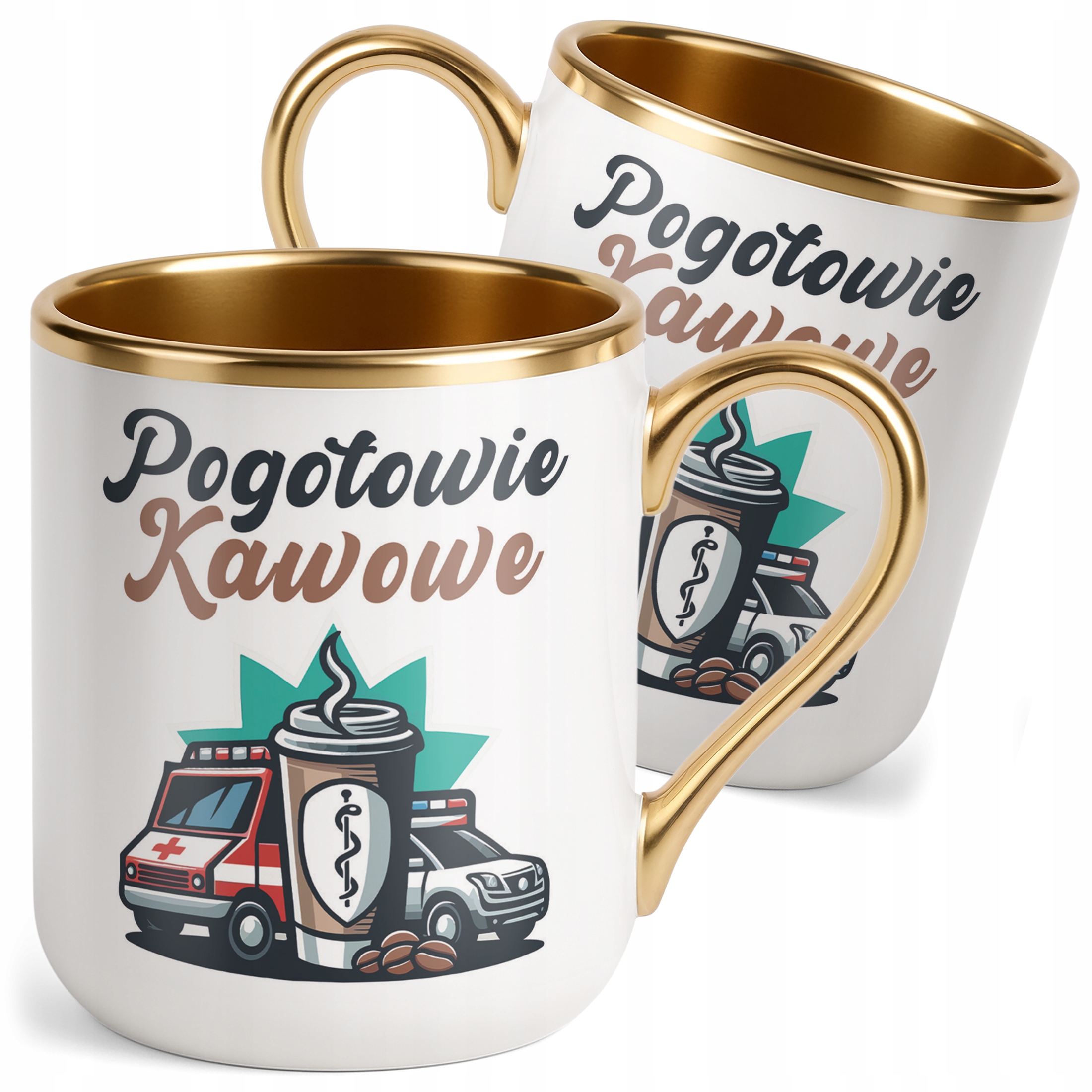 Kubek Premium Złoty Pogotowie Kawowe Zabawny Prezent Kawa
