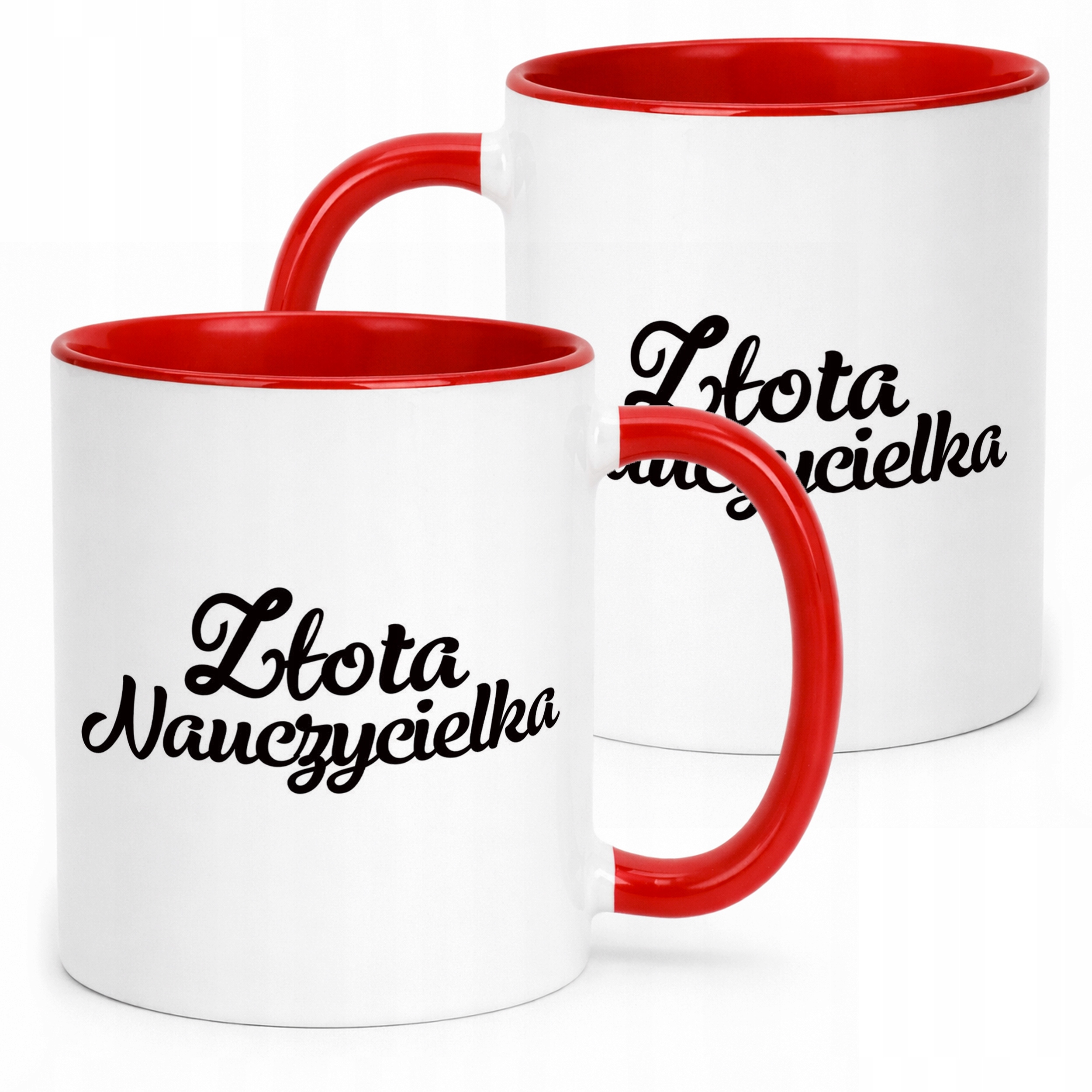 Kubek Czerwony Złota Nauczycielka Dzień Nauczyciela Prezent