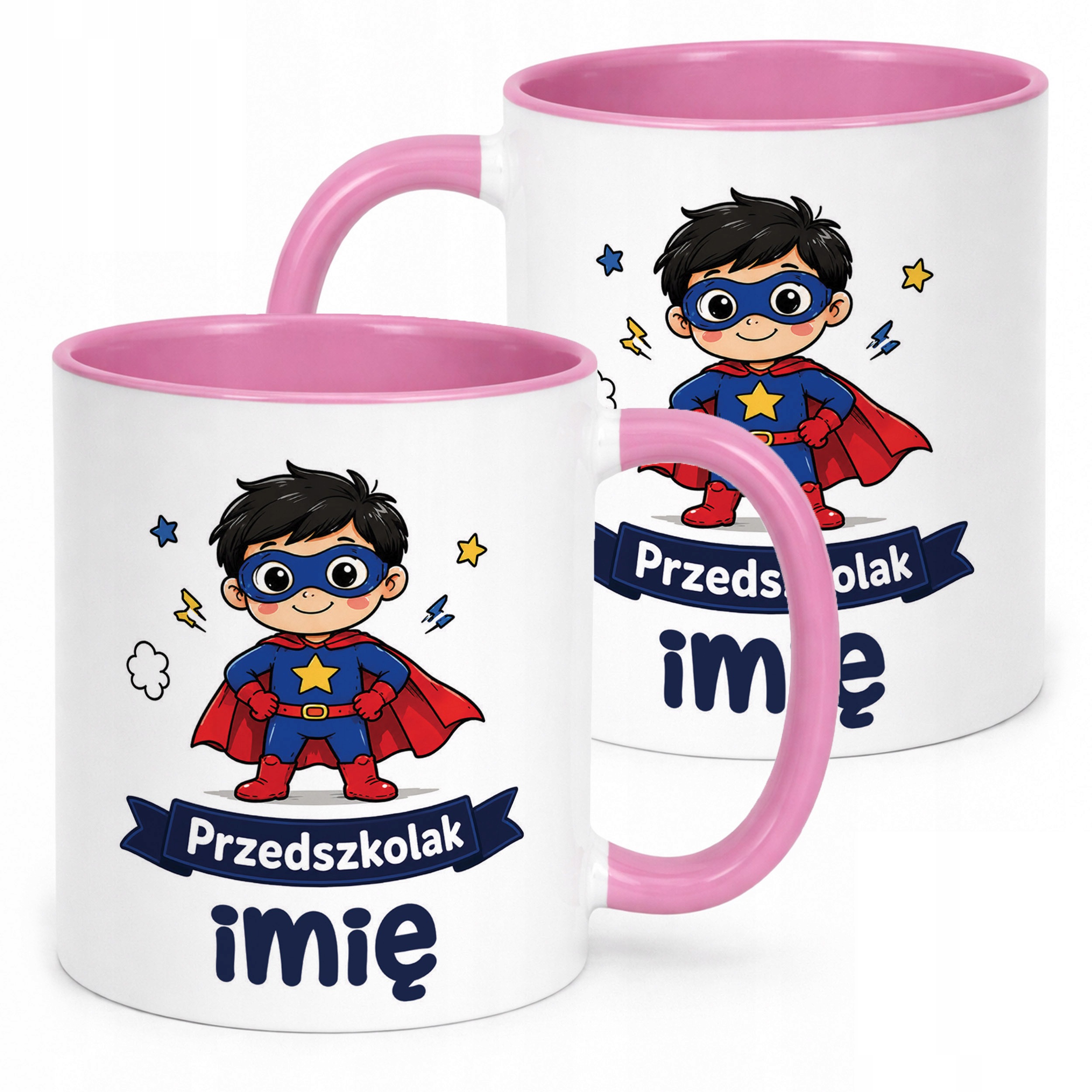 Kubek Różowy z nadrukiem personalizowany Przedszkolak Szkoła Dla Dzieci