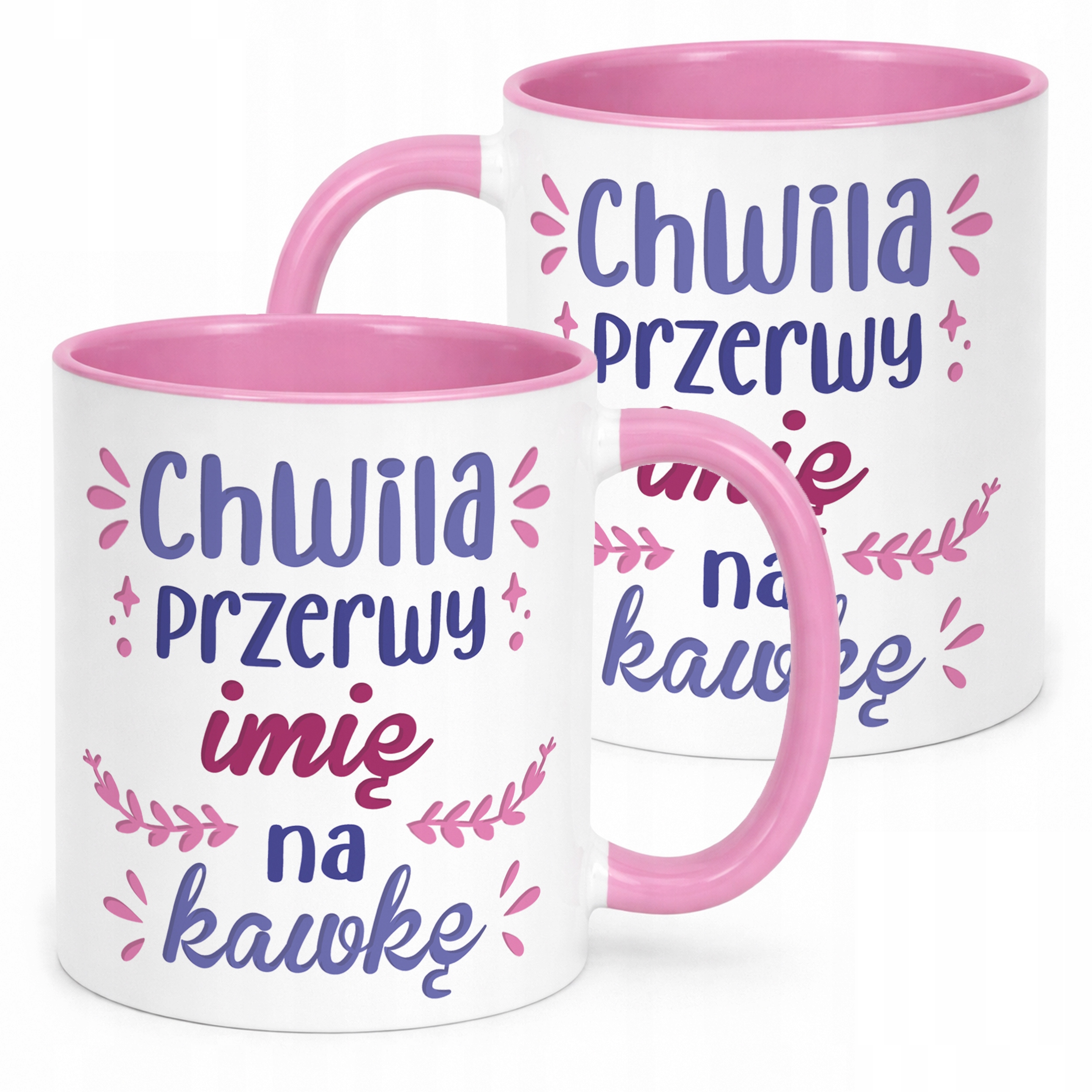 Kubek Różowy Personalizowany Chwila Przerwy Na Kawkę Prezent Upominek