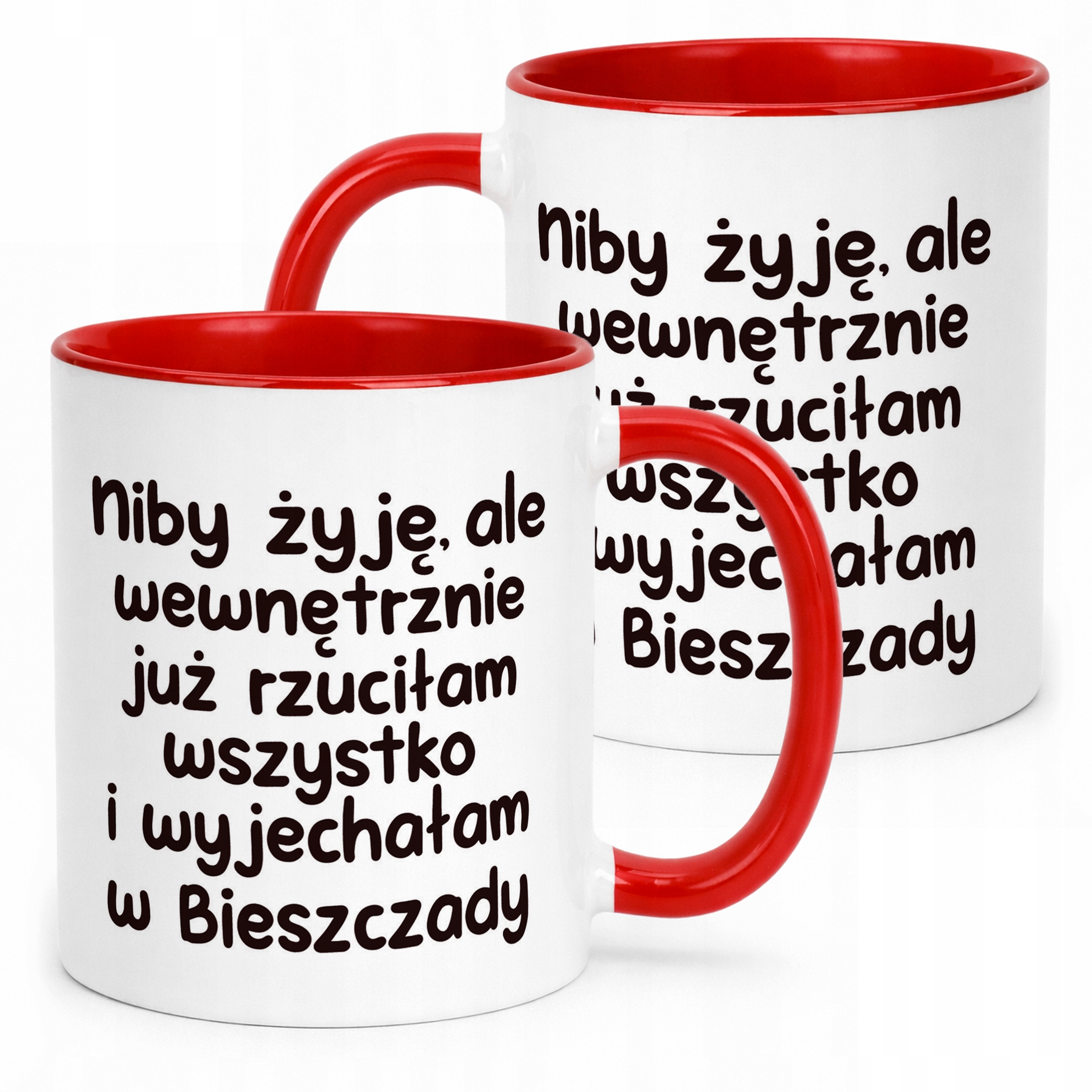 Kubek Czerwony Niby Żyję Ale Wewnętrznie Śmieszny Zabawny Prezent