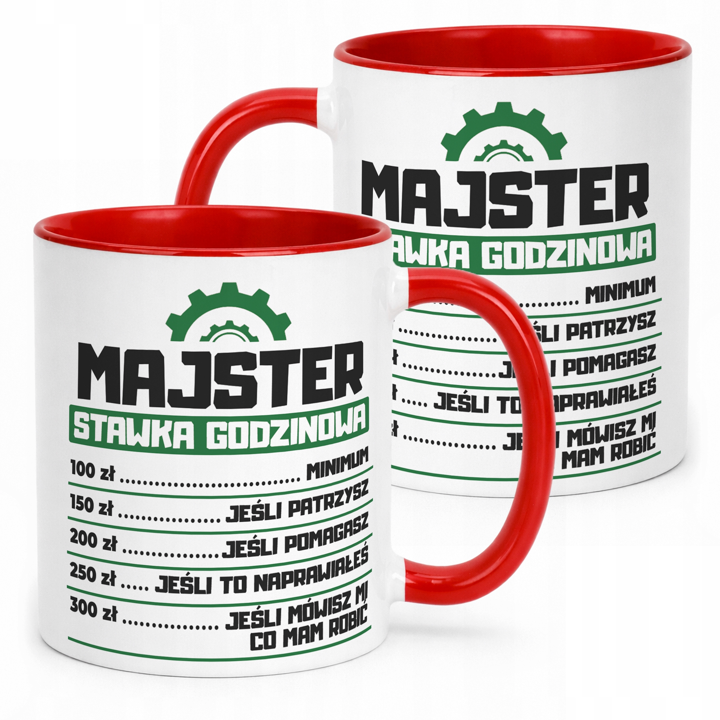 Kubek Czerwony Majster Stawka Godzinowa Zabawny Prezent Upominek