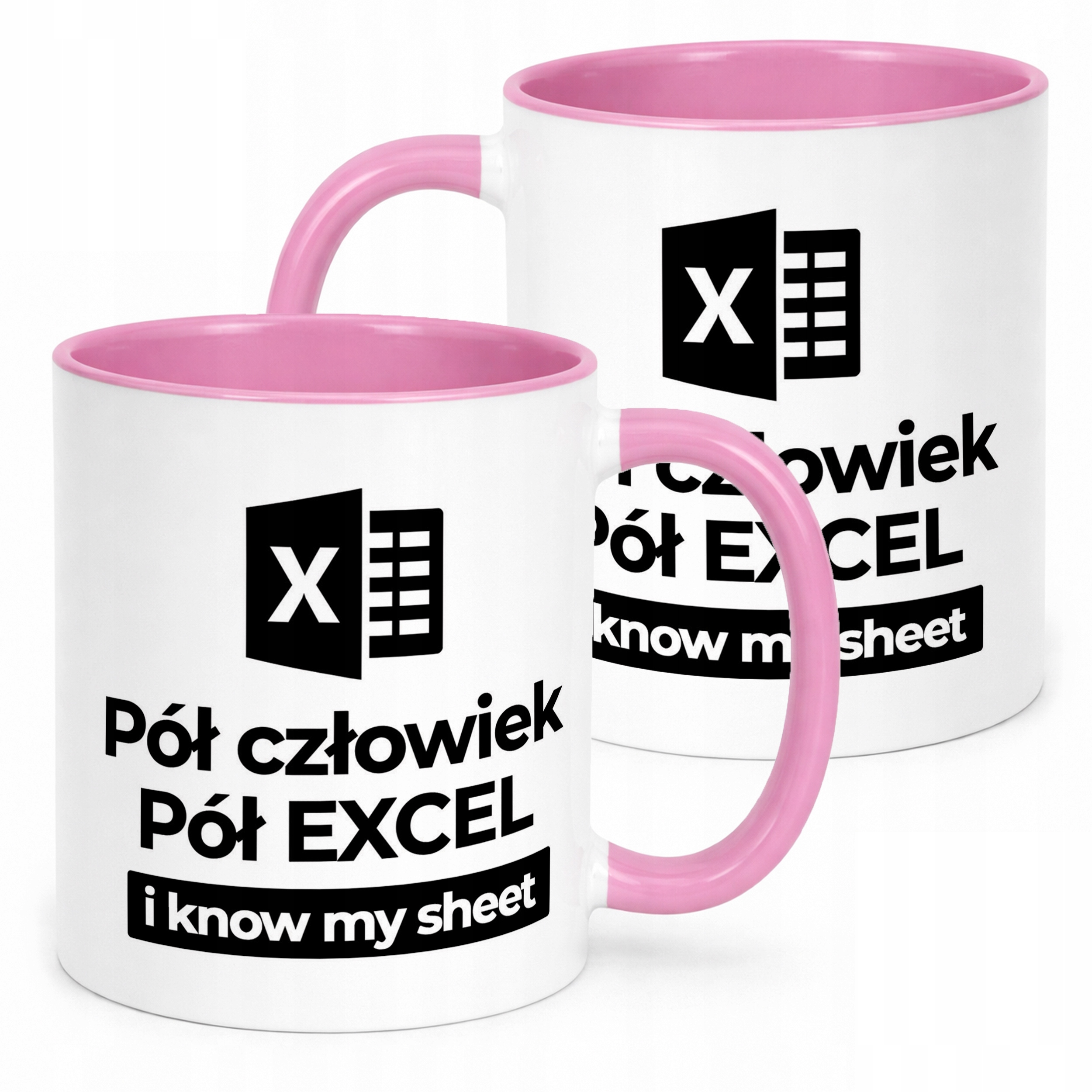 Kubek Różowy Pół Człowiek Pół Excel Zabawny Prezent Praca