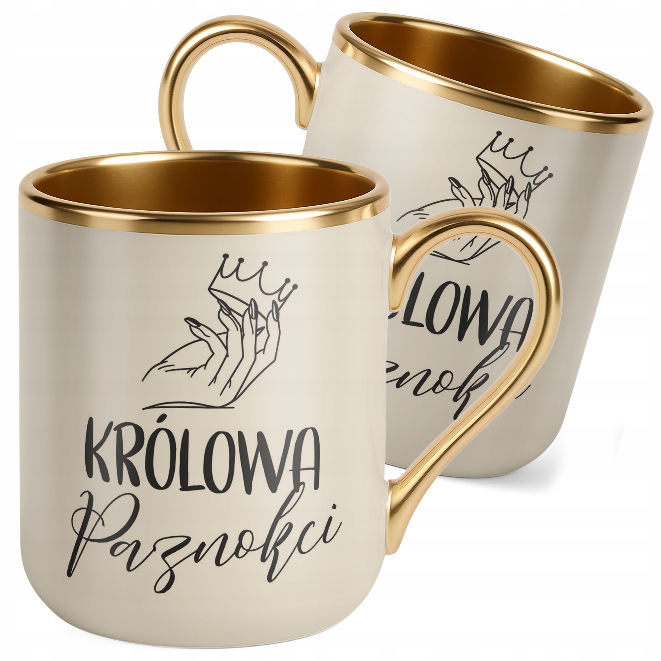 Kubek Premium Złoty Ecru Królowa Paznokci Dla Stylistki Paznokci Prezent
