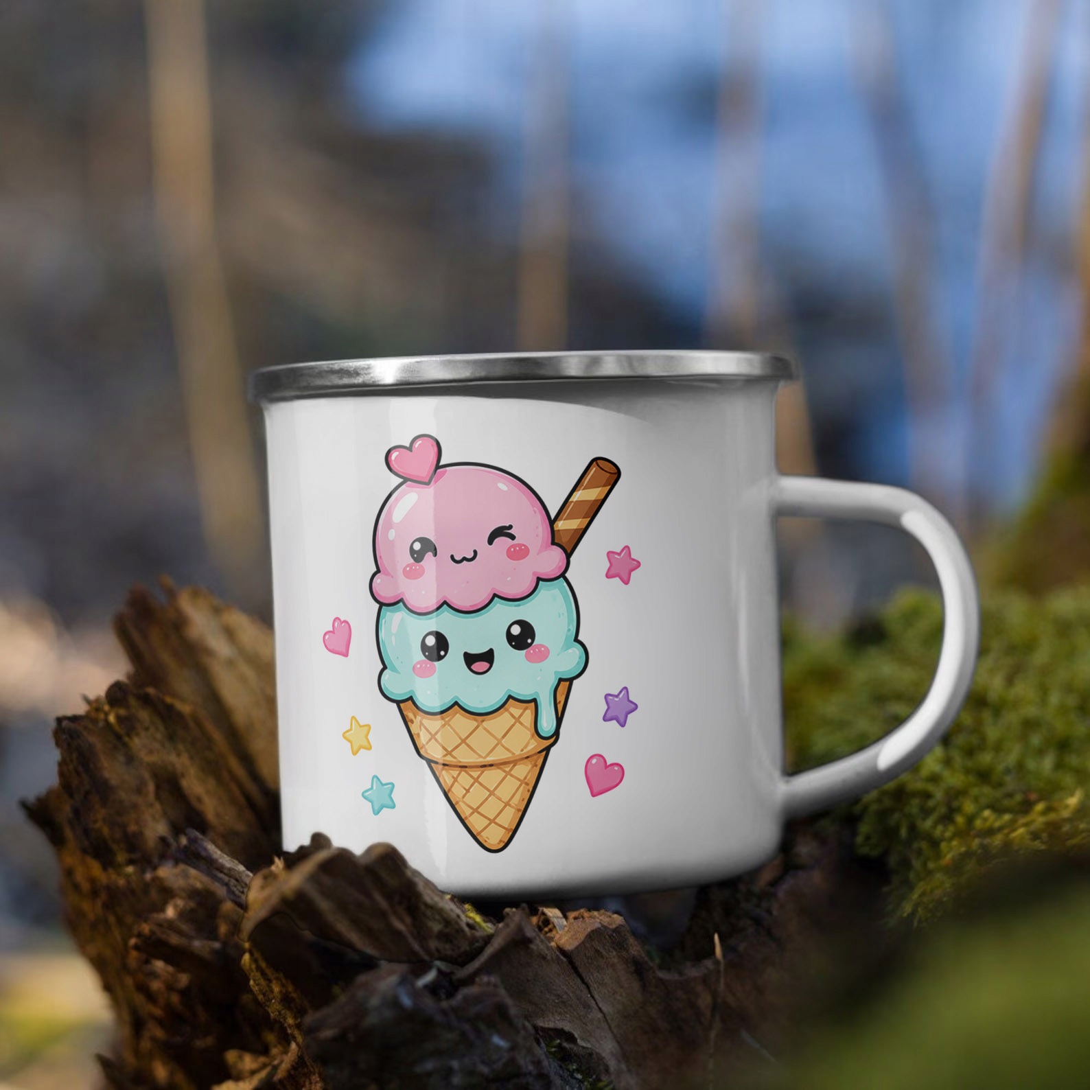 Zestaw Plecak Worek Kubek Emaliowany Z Nadrukiem Kawaii Truskawka Prezent