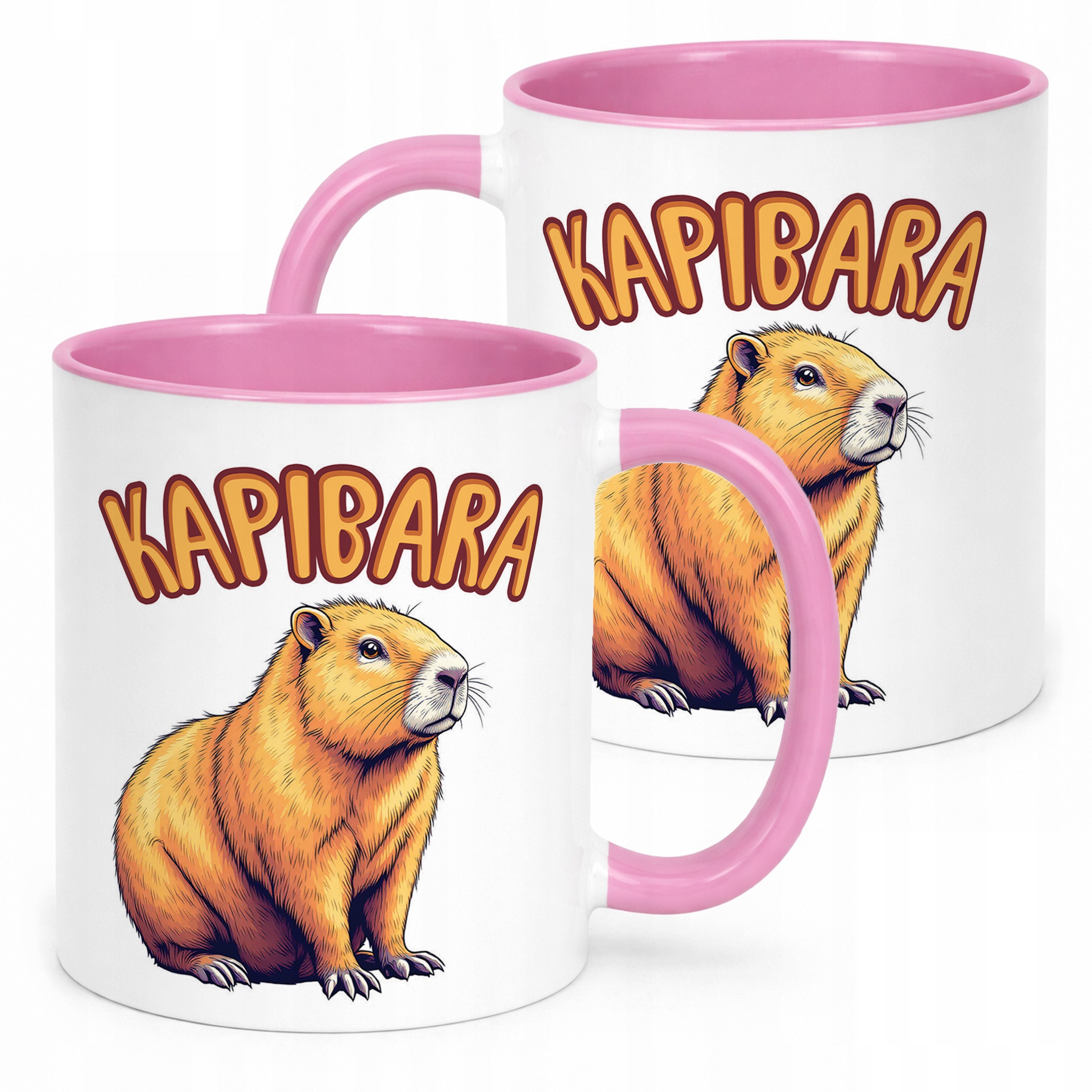 Kubek Różowy Kapibara Capybara Zwierzak Słodki Dla Dzieci Prezent