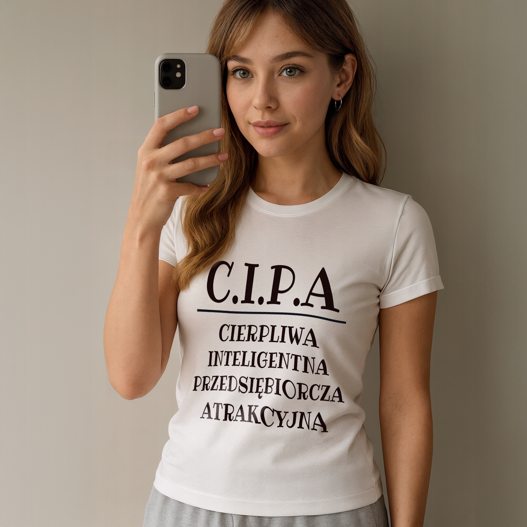 Koszulka biała damska C.I.P.A Zabawny Prezent