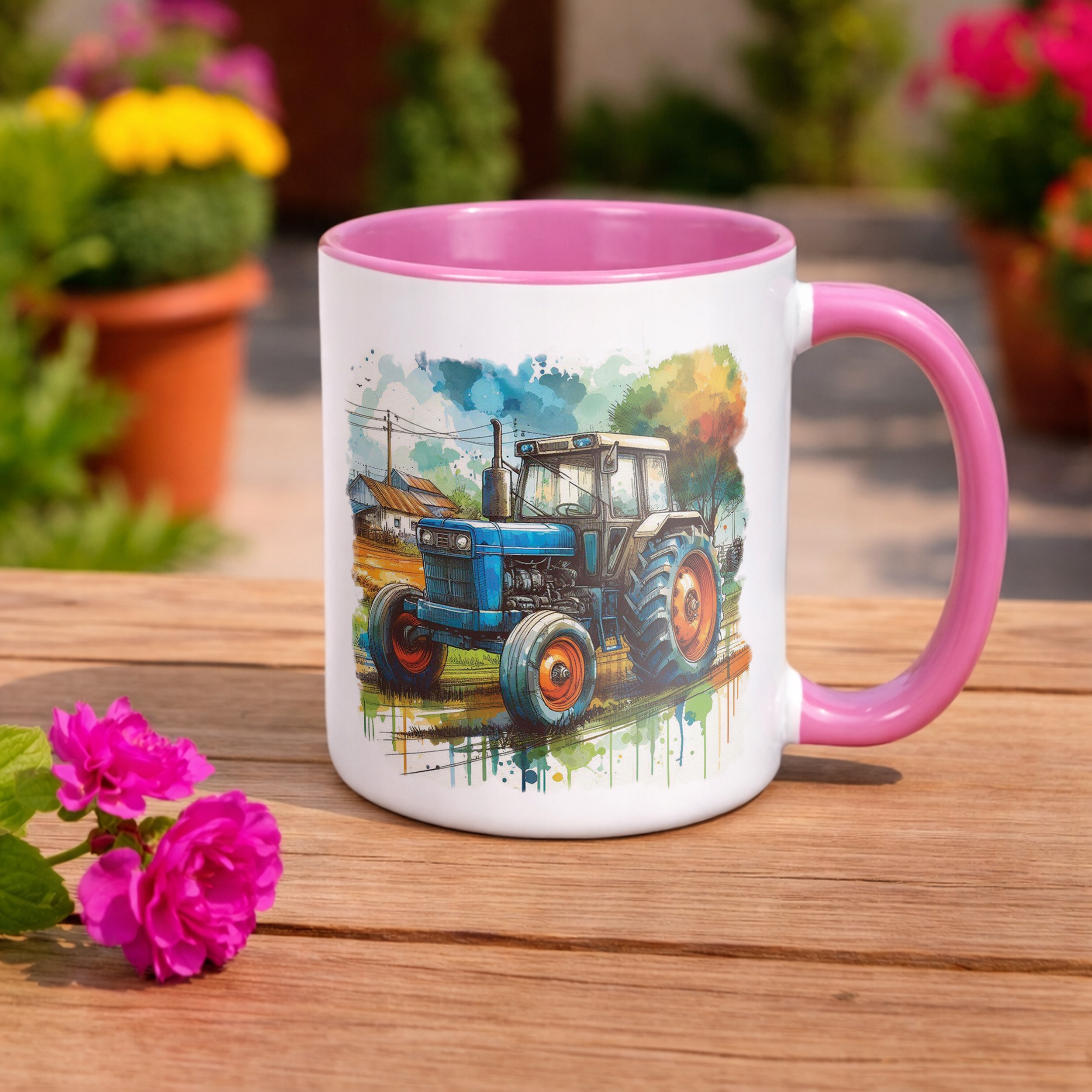 Kubek Różowy Dla Fanów Traktorów Rolników Traktor Prezent Upominek