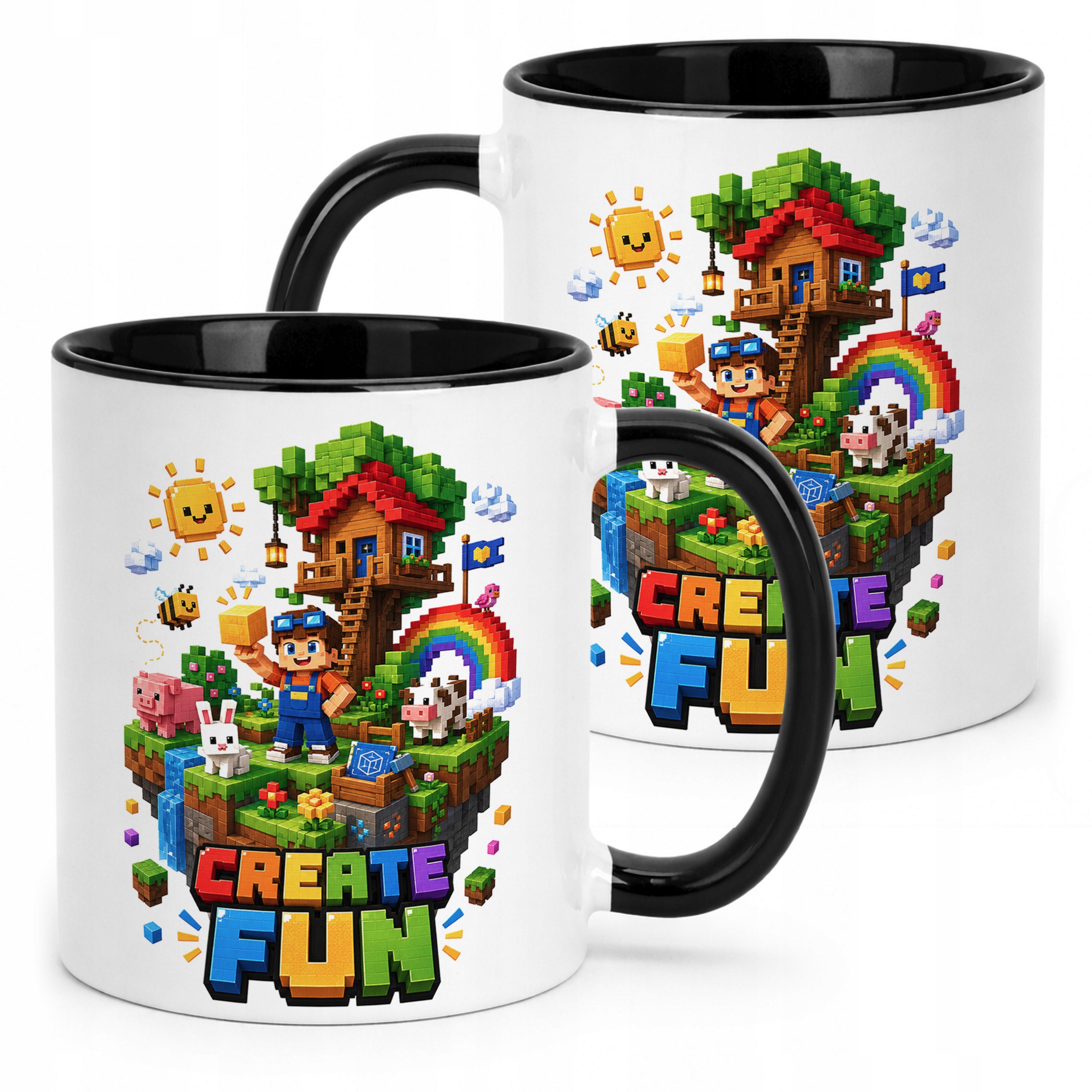 Kubek Czarny z nadrukiem PIXEL GRA Dla Dzieci Prezent Upominek