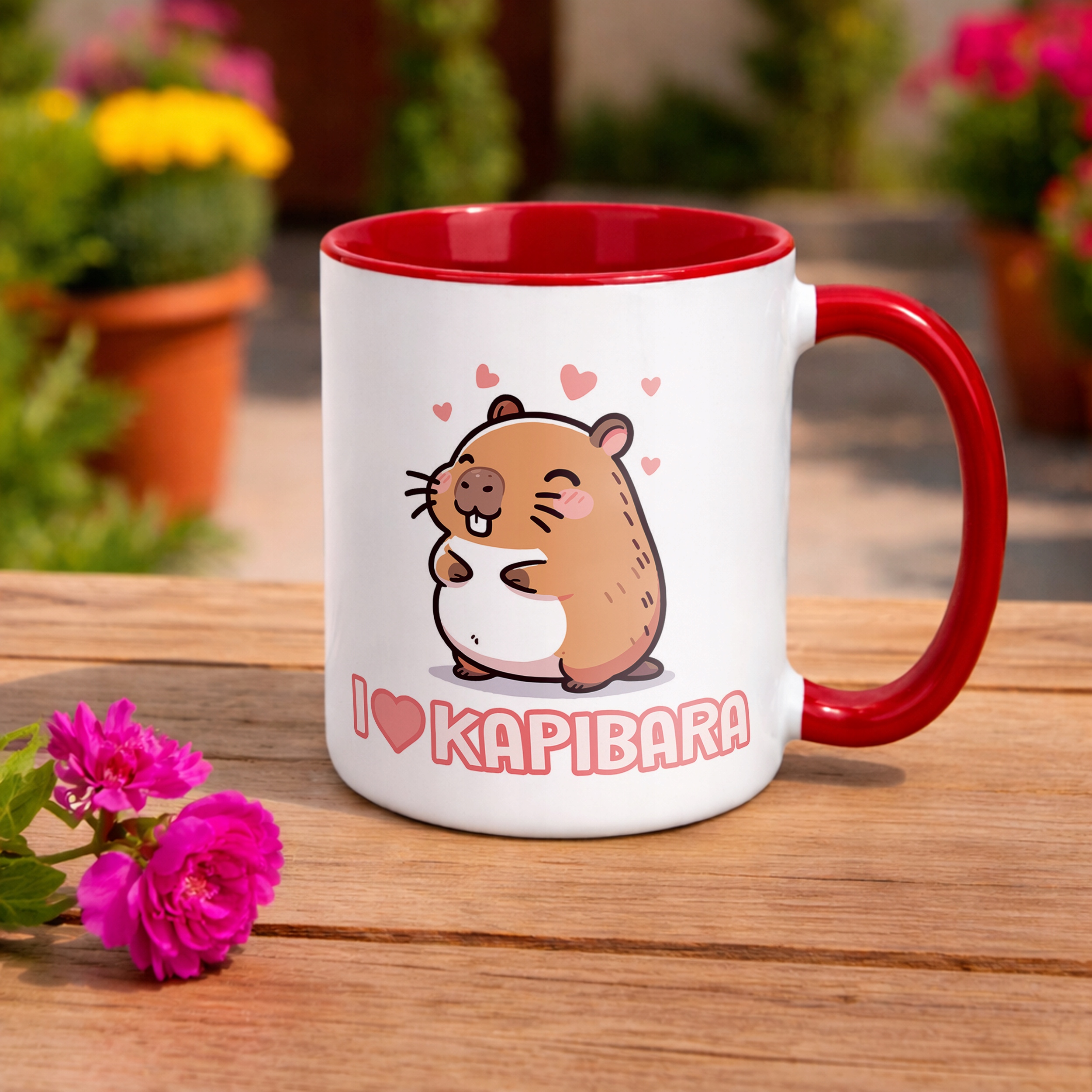 Kubek Czerwony Kapibara Capybara Zwierzak Słodki Dla Dzieci Prezent
