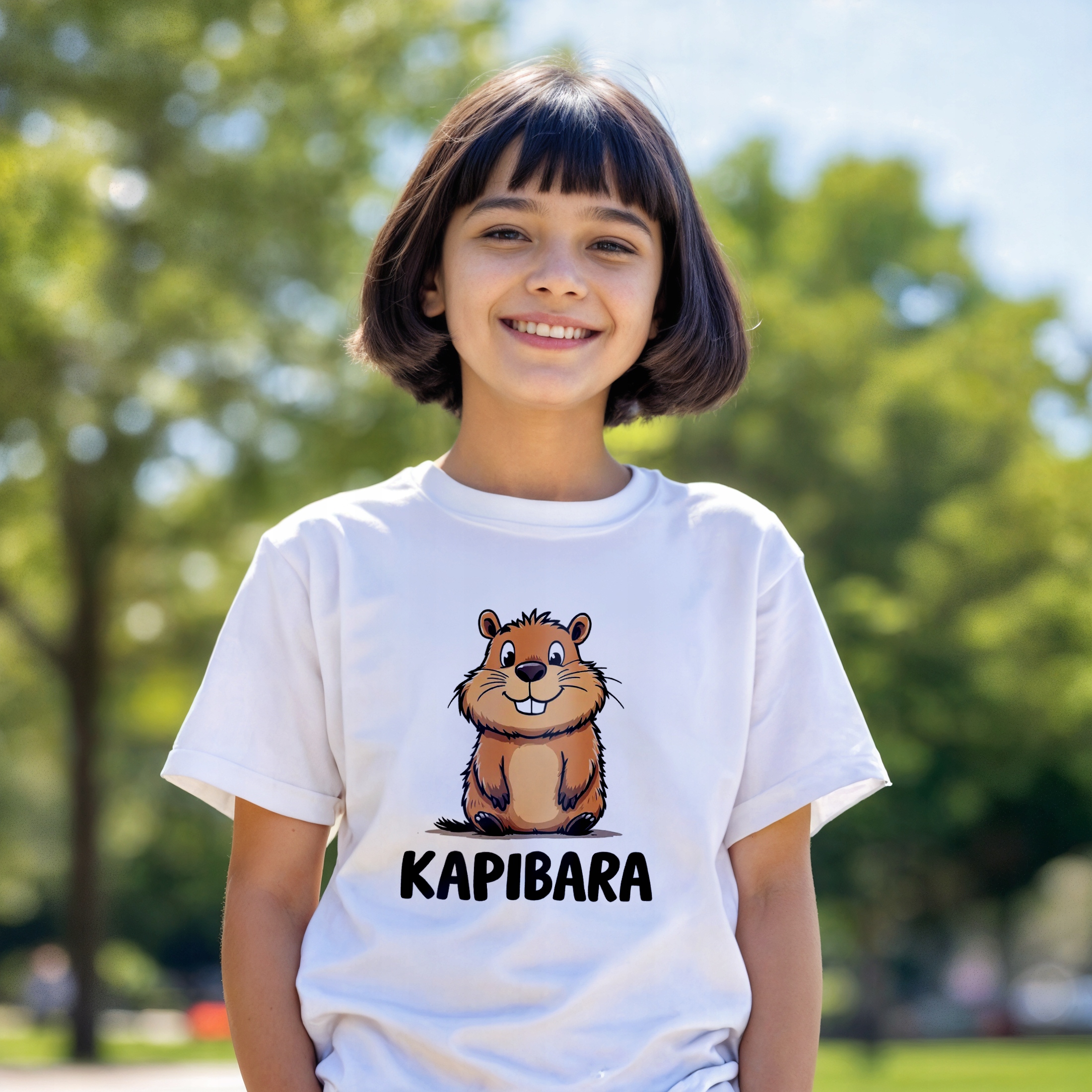 Koszulka biała dziecięca Kapibara Capybara Zwierzak