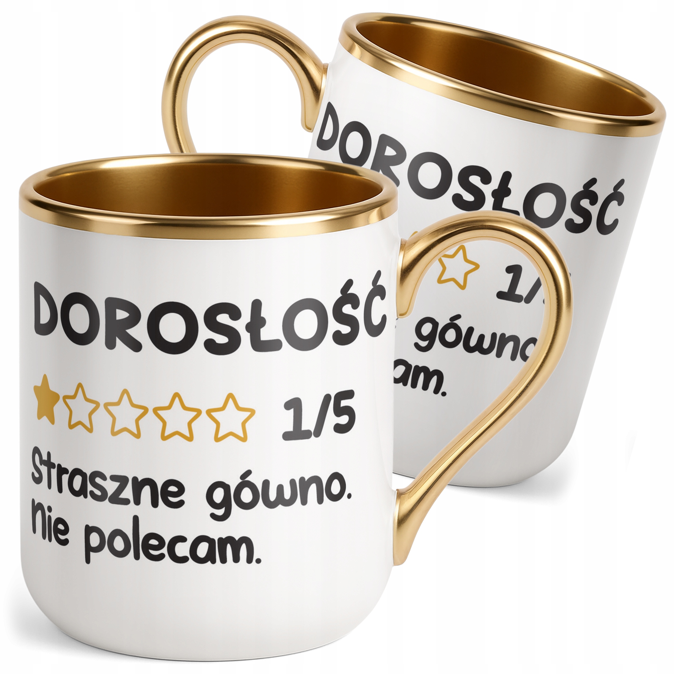 Kubek Premium Złoty Dorosłość Nie Polecam Śmieszny Zabawny Prezent