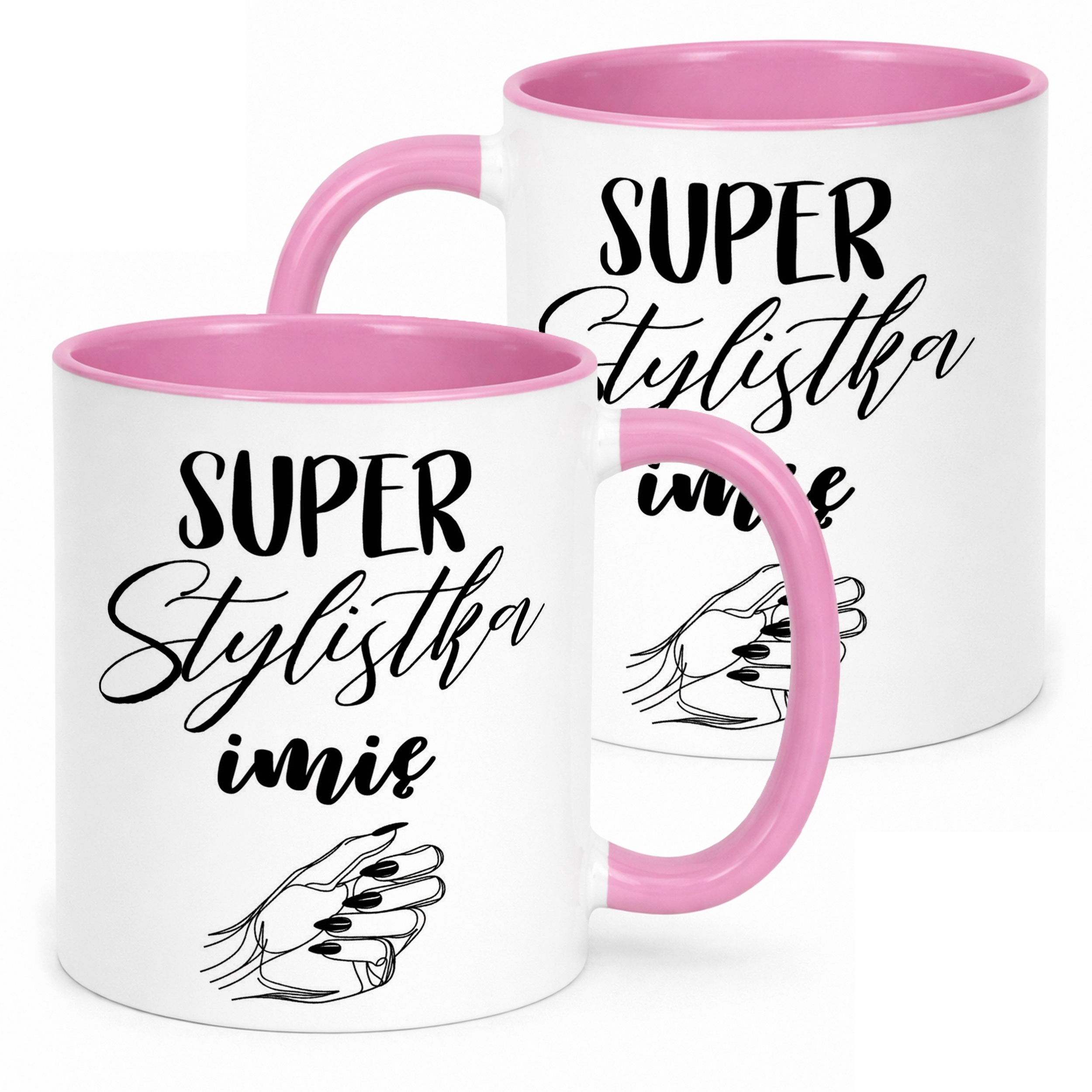 Kubek Różowy Personalizowany Super Stylistka Paznokci Prezent