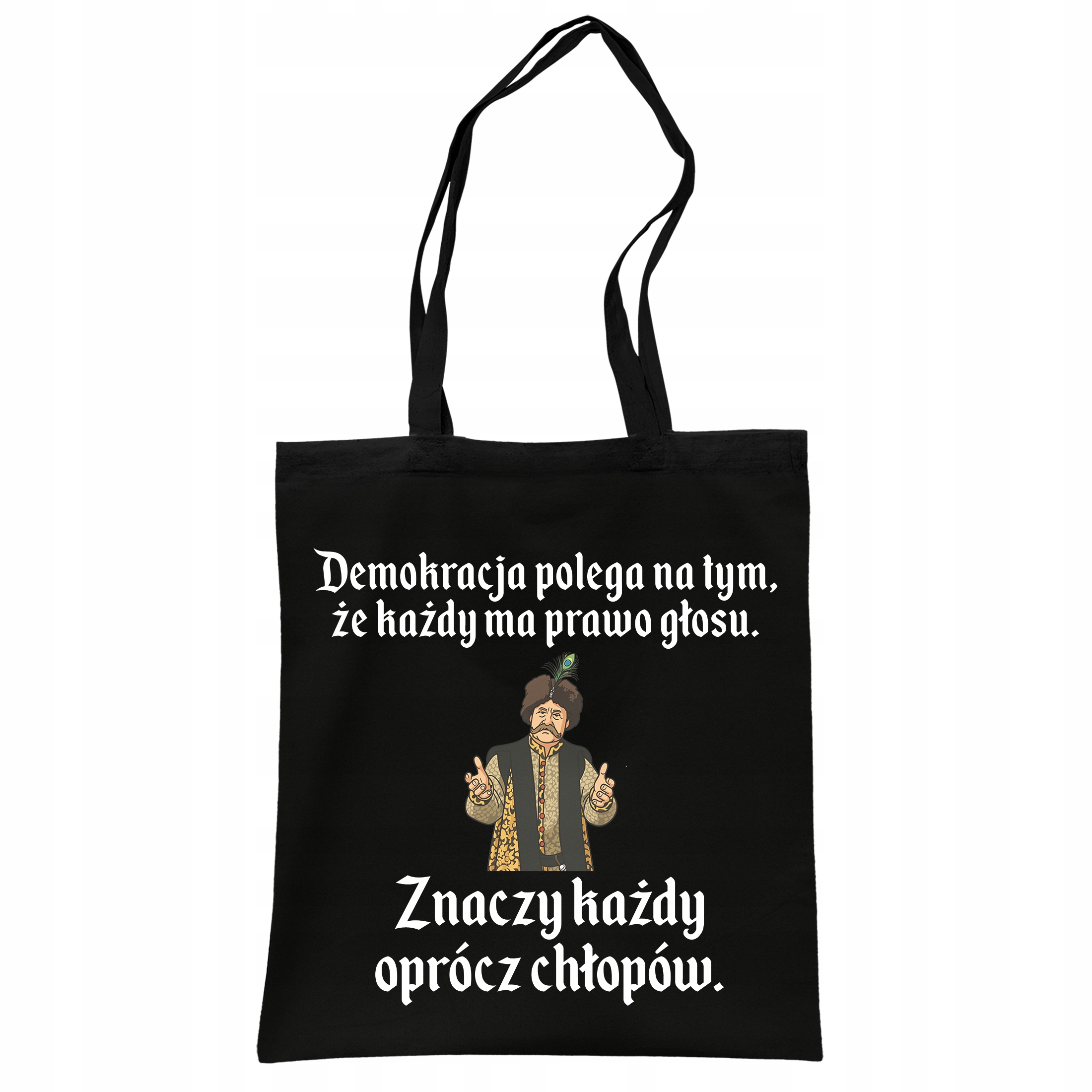 Torba bawełniana czarna na zakupy 1670 Demokracja Polega Na Tym