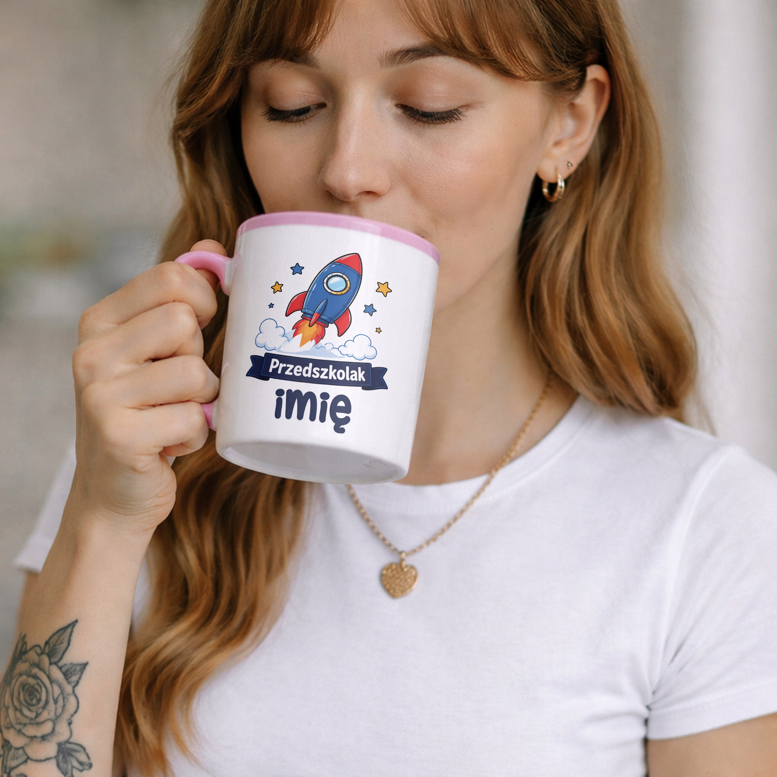 Zestaw Personalizowany Plecak Worek Kubek Różowy Przedszkolak Superbohater