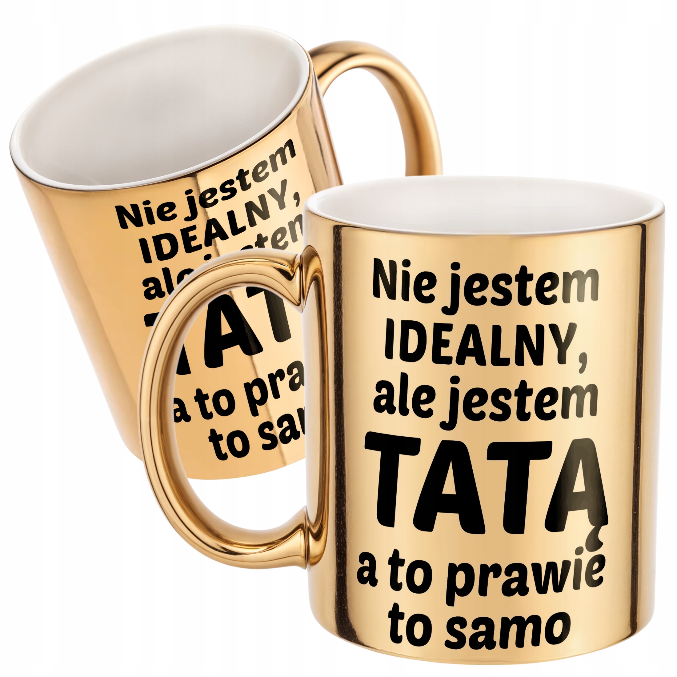 Złoty Kubek Dzień Ojca Dla Taty Nie Jestem Idealny Prezent