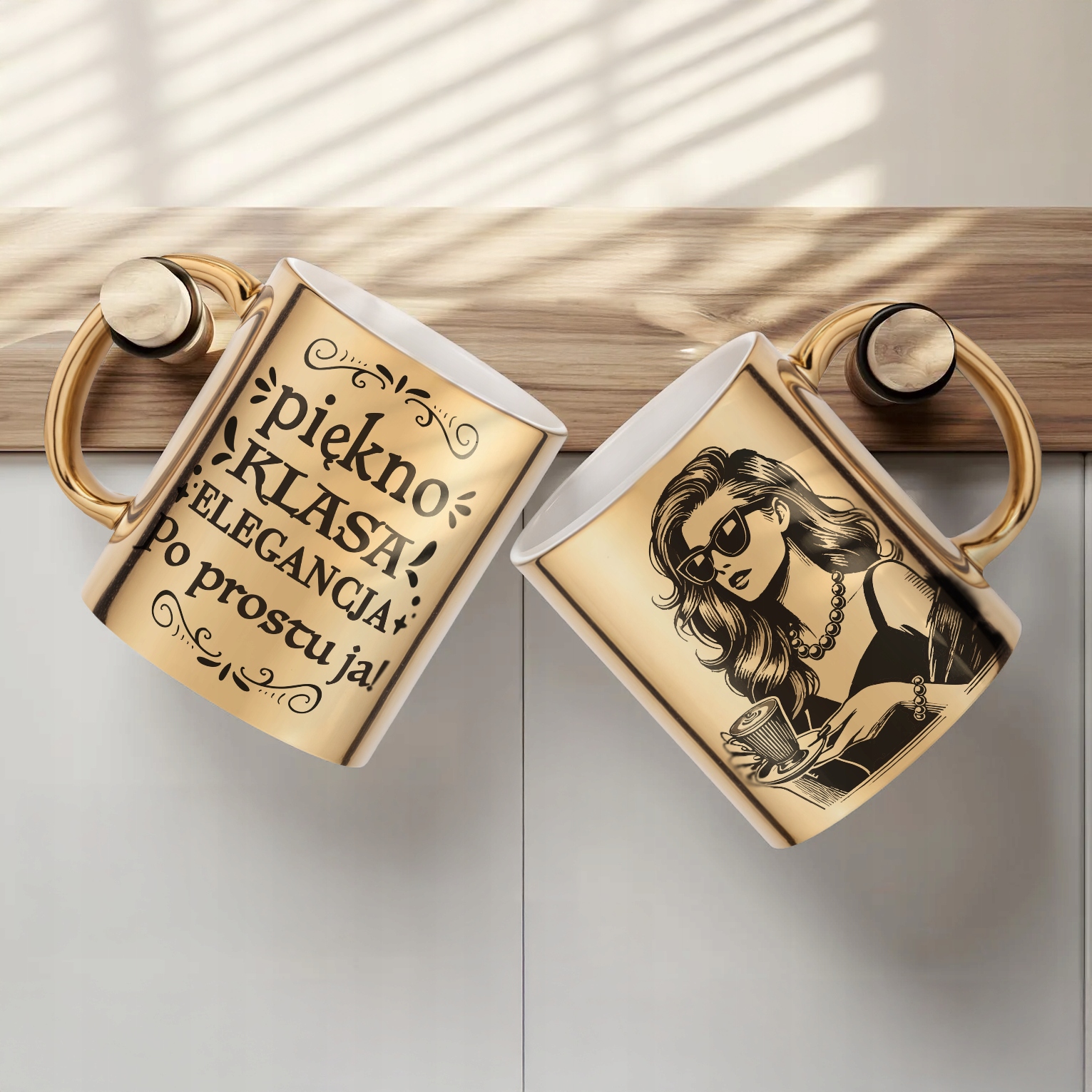 Złoty Kubek na prezent Dzień Kobiet Piękno Klasa Elegancja Prezent
