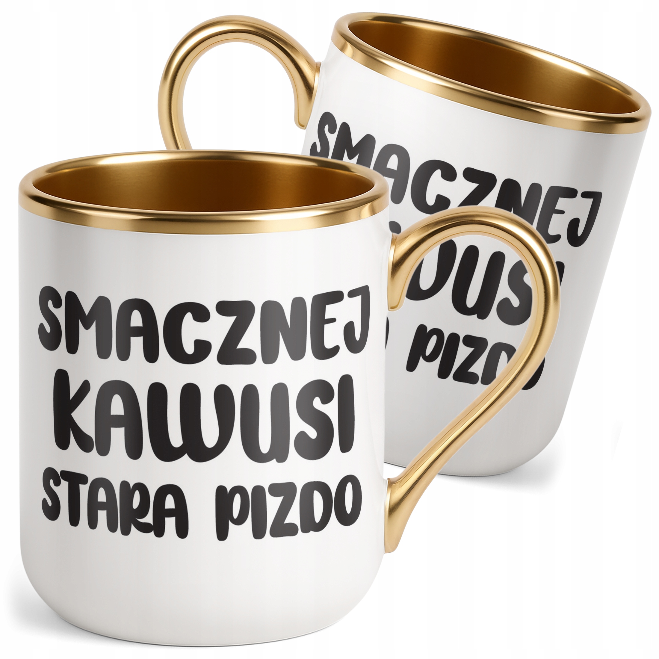 Kubek Premium Złoty Smacznej Kawusi Stara Piz*o Śmieszny Zabawny Prezent