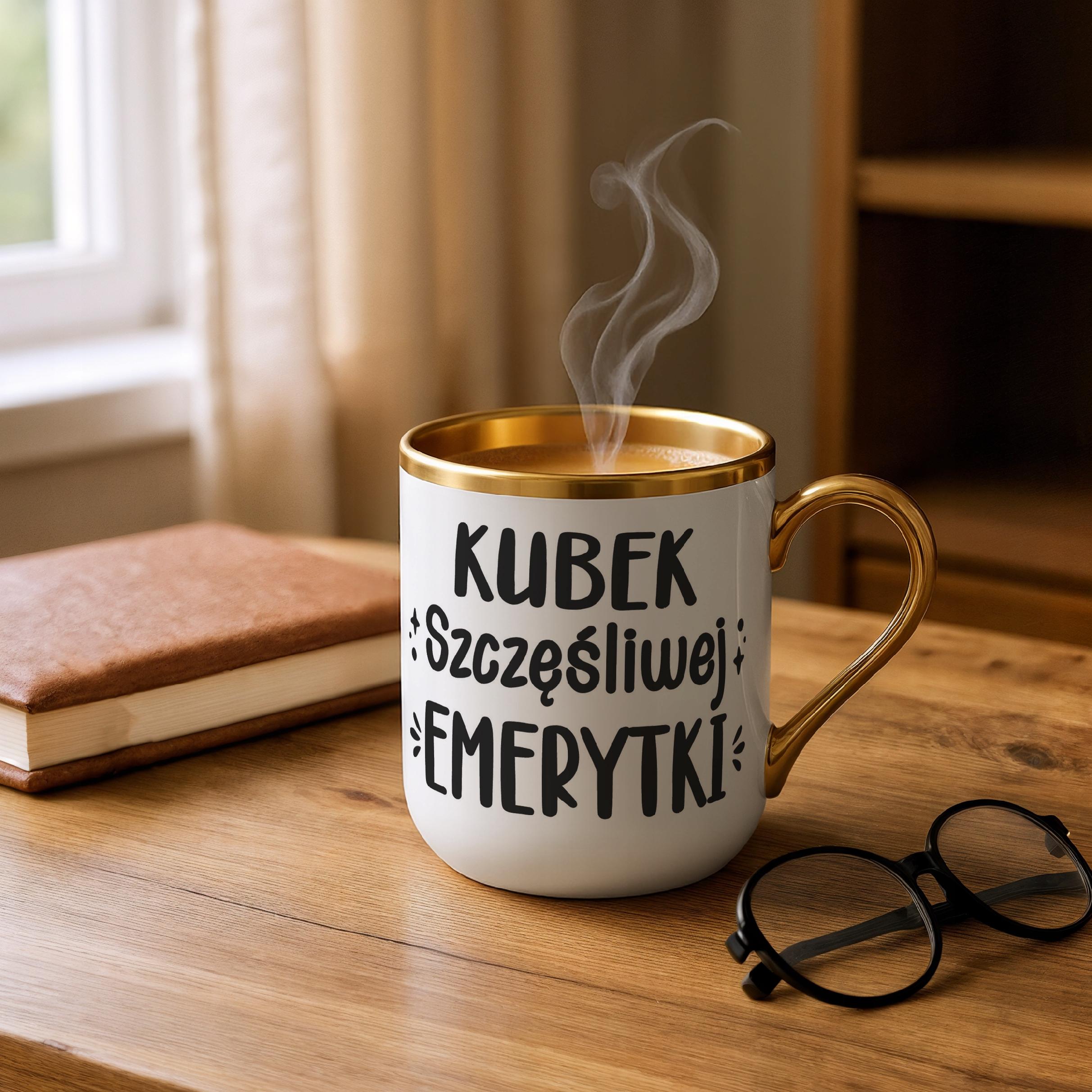 Kubek Premium Złoty Z okazji Emerytury Dla Emerytki Prezent