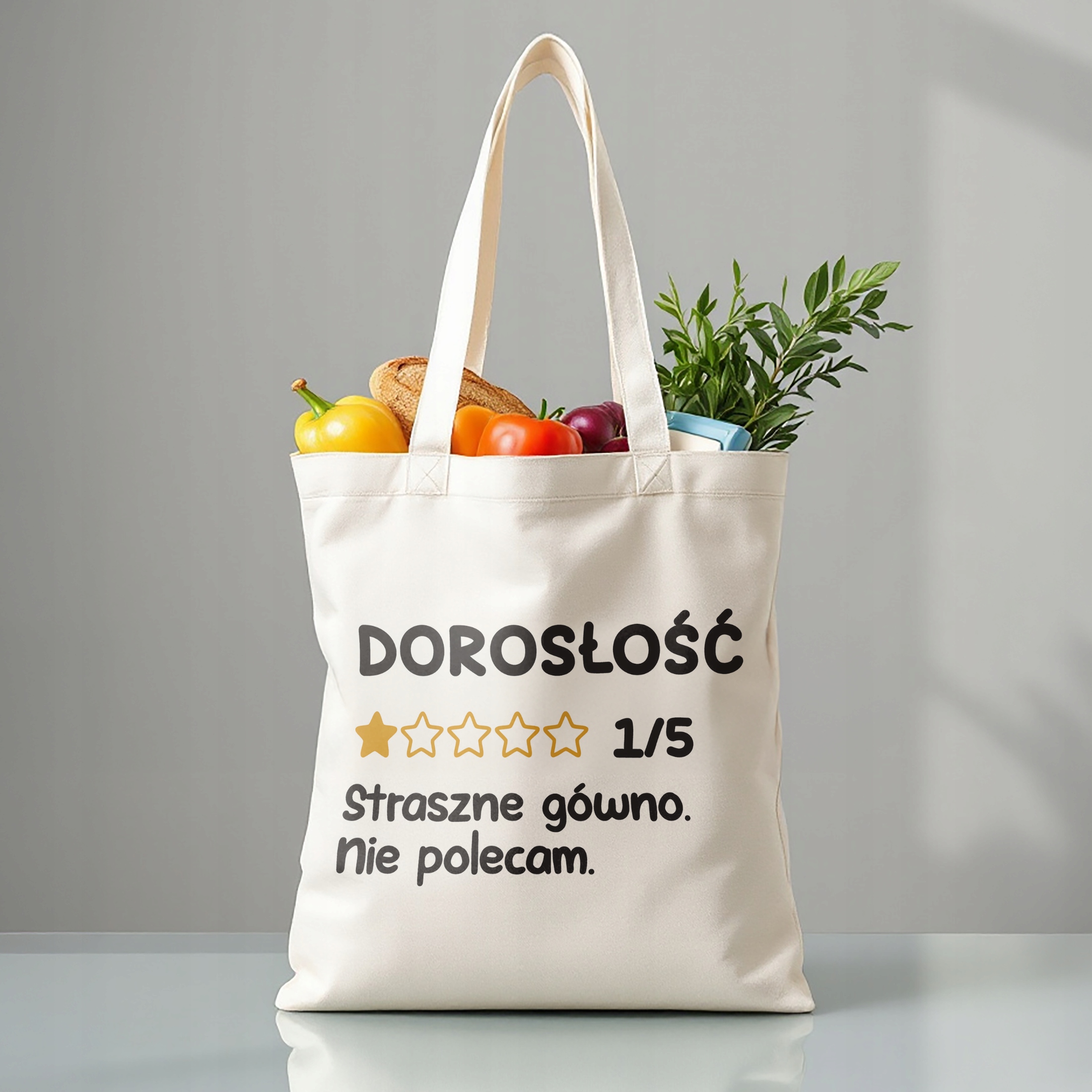 Torba bawełniana premium Dorosłość Nie Polecam Zabawny Prezent