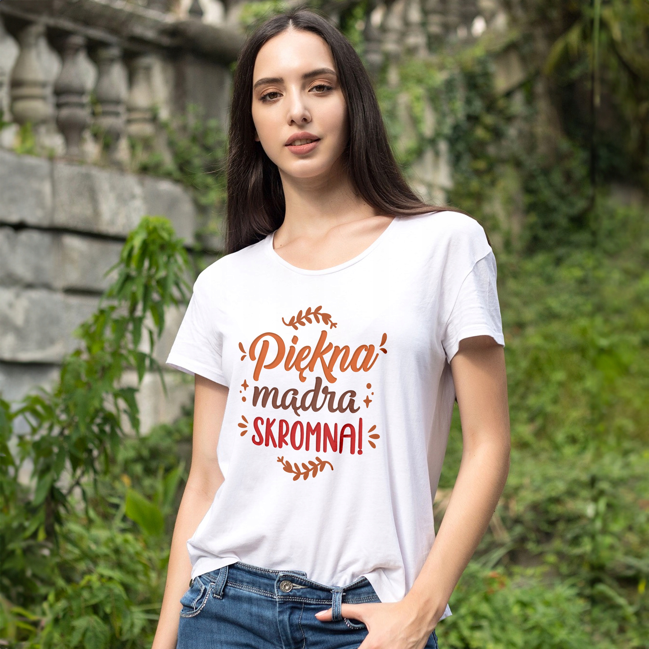 Koszulka Damska T-shirt Na Dzień Kobiet Prezent Piękna Mądra Skromna