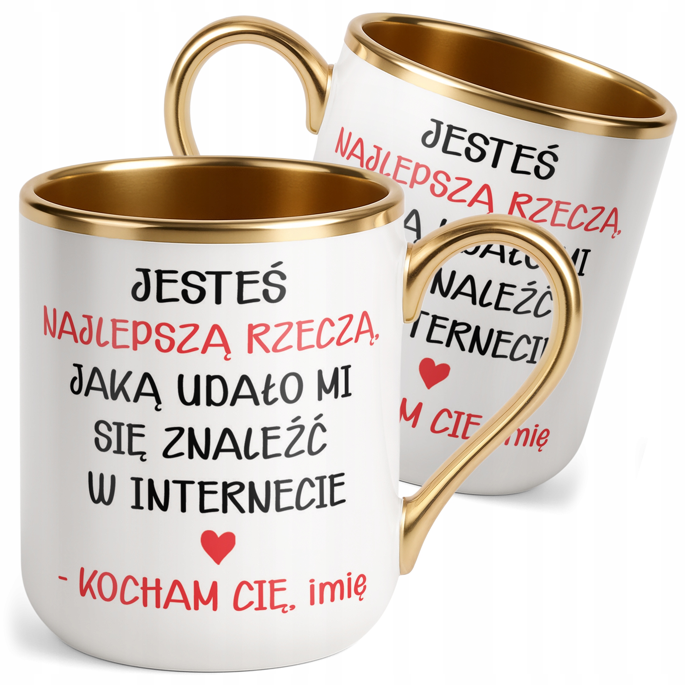 Kubek Premium Złoty Personalizowany Na Walentynki Kocham Cię Prezent