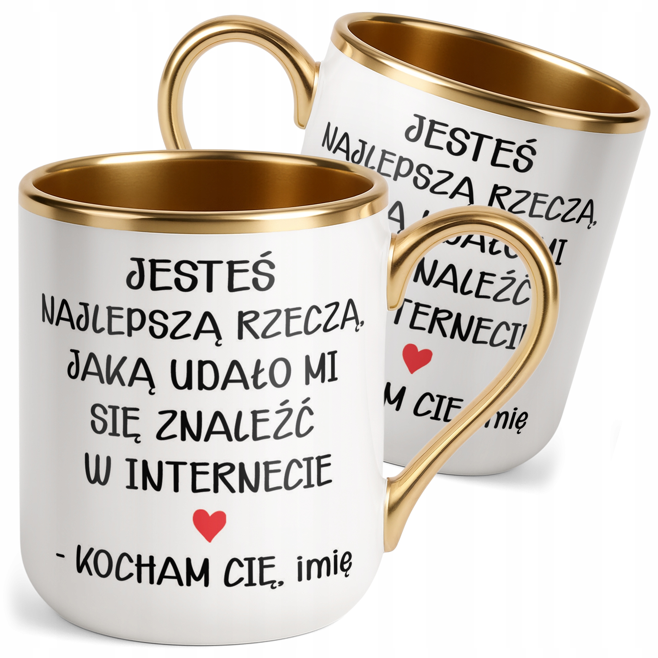 Kubek Premium Złoty Personalizowany Na Walentynki Kocham Cię Prezent
