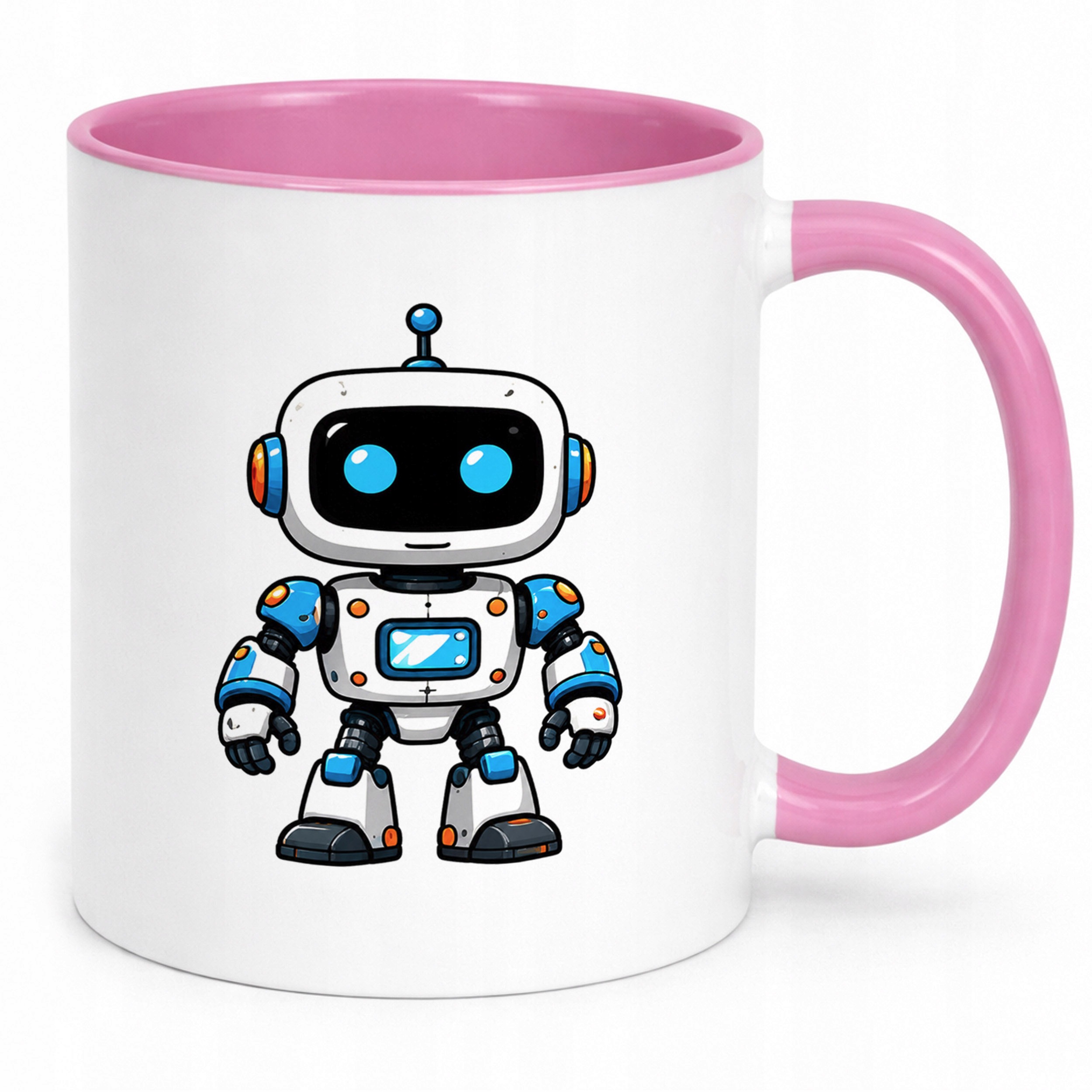 Zestaw Kubek Różowy Poduszka Z Nadrukiem Robot Prezent